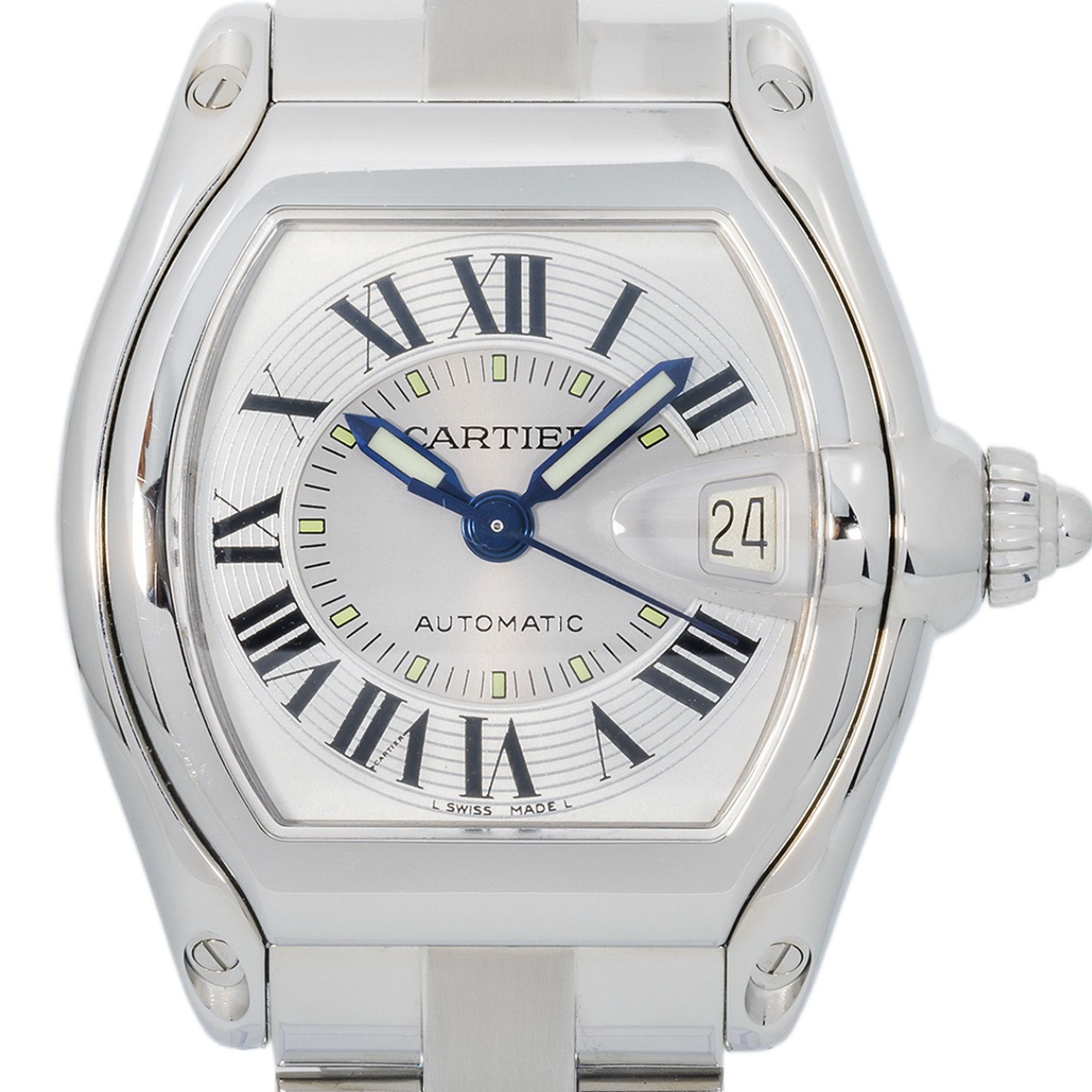 Cartier Roadster W62025V3 – Large Steel Men’s Automatic 44 × 38 mm Silver Dial