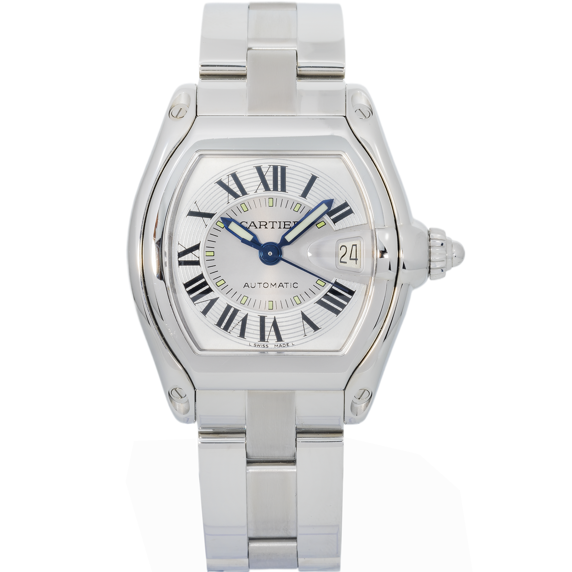 Cartier Roadster W62025V3 – Large Steel Men’s Automatic 44 × 38 mm Silver Dial