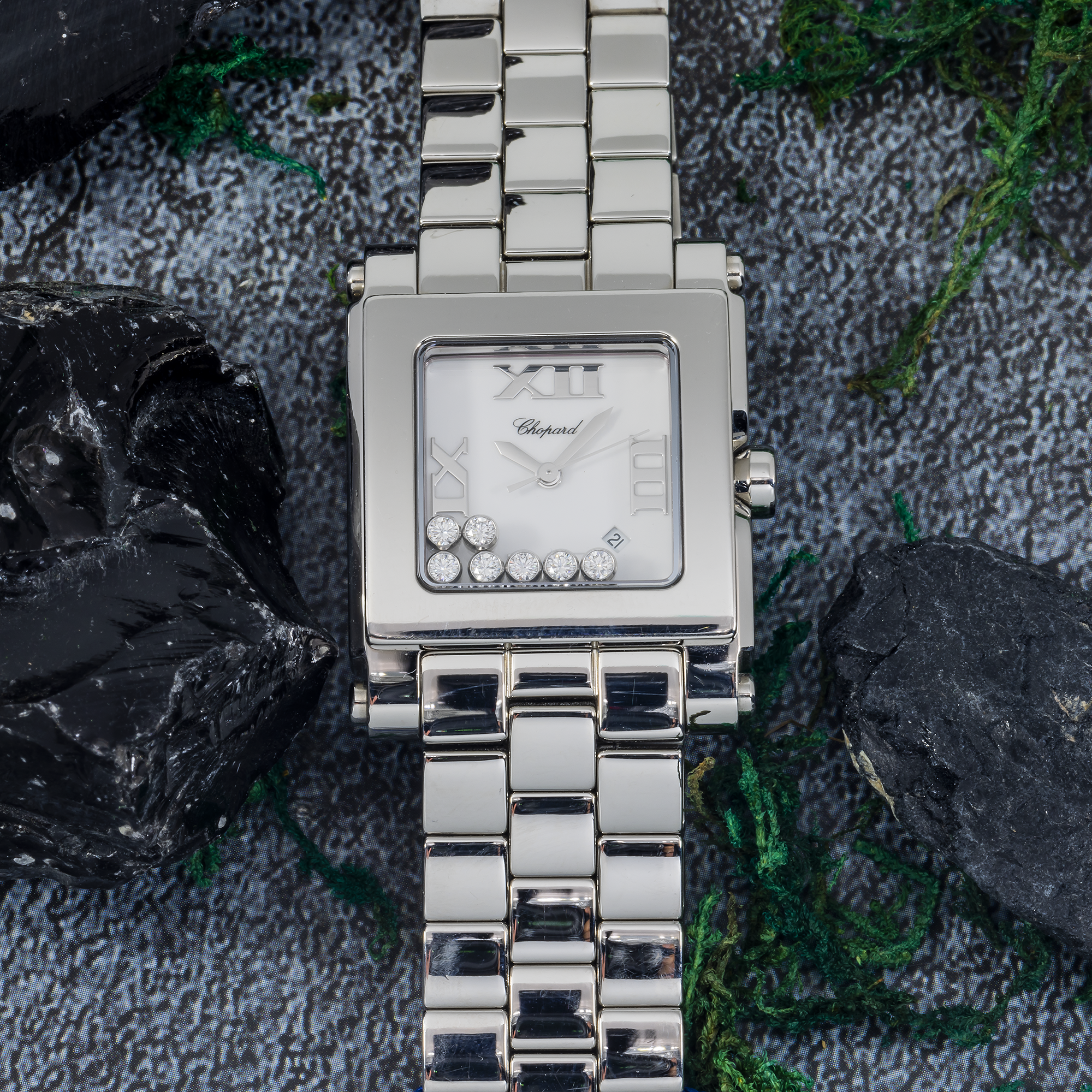 Chopard Happy Sport Square Ref. 278496 — Stainless Steel “Floating Diamonds” Quartz Ladies Watch