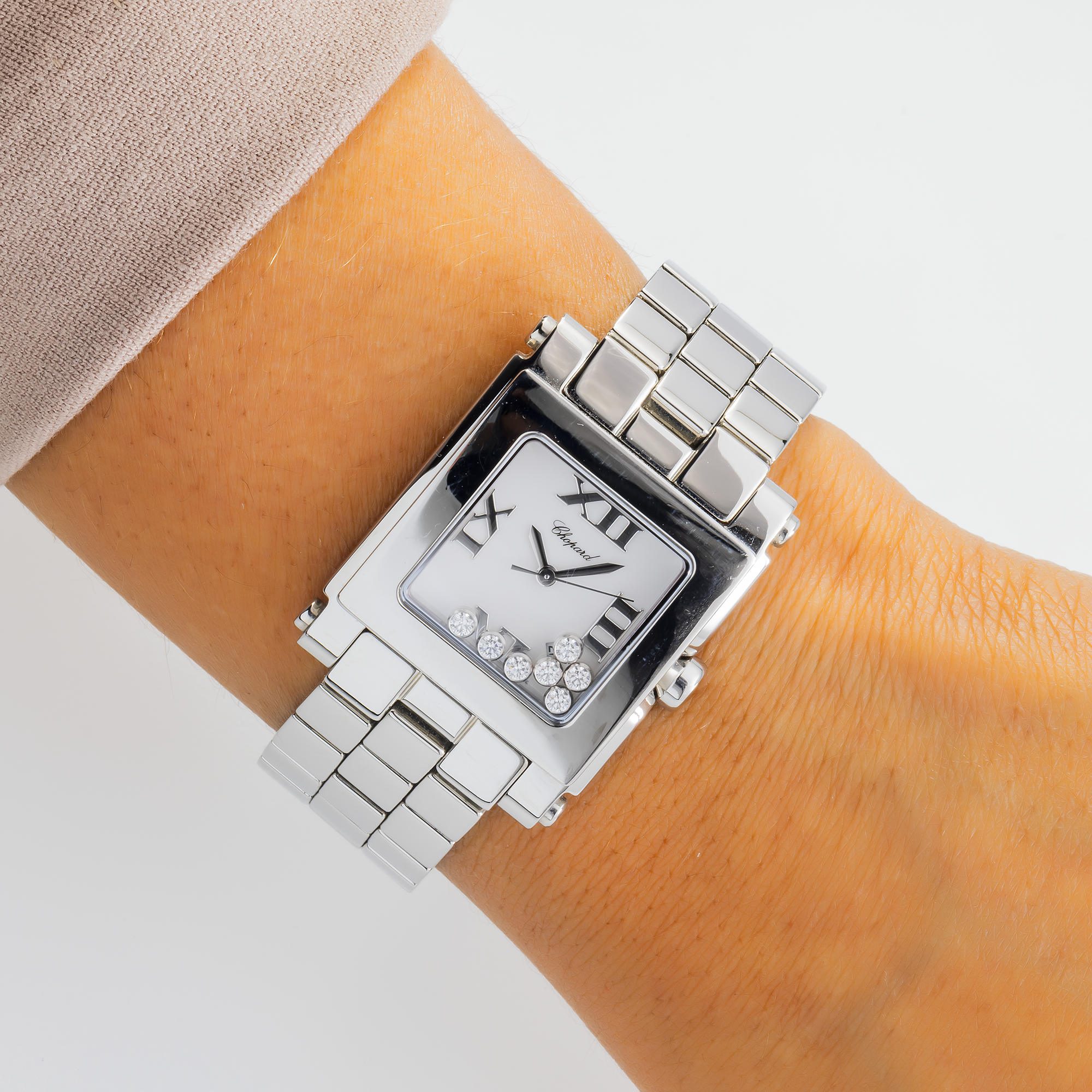 Chopard Happy Sport Square Ref. 278496 — Stainless Steel “Floating Diamonds” Quartz Ladies Watch