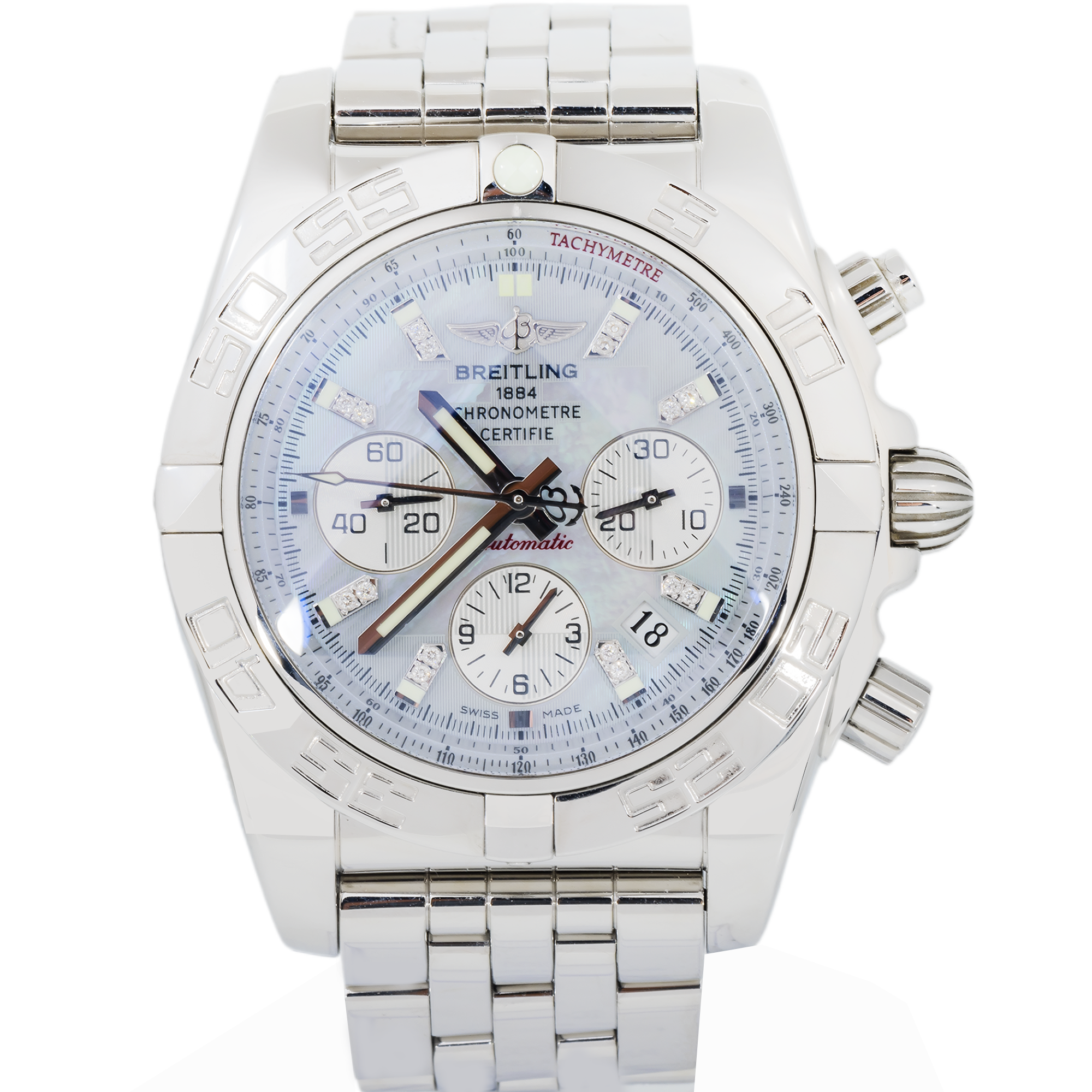 Breitling Chronomat 44 AB0110 – 44mm White Dial Automatic Chronograph