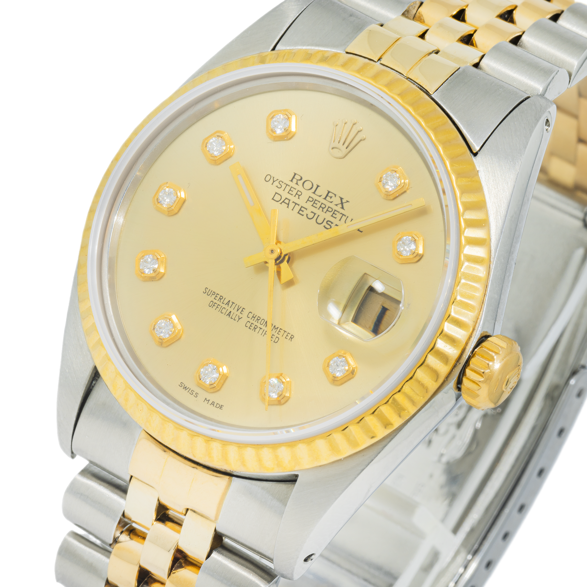 Rolex Men's Datejust 16013 Champagne Diamond Dial – Stainless Steel & 18k Yellow Gold – 36mm (Between 1977 & 1988)
