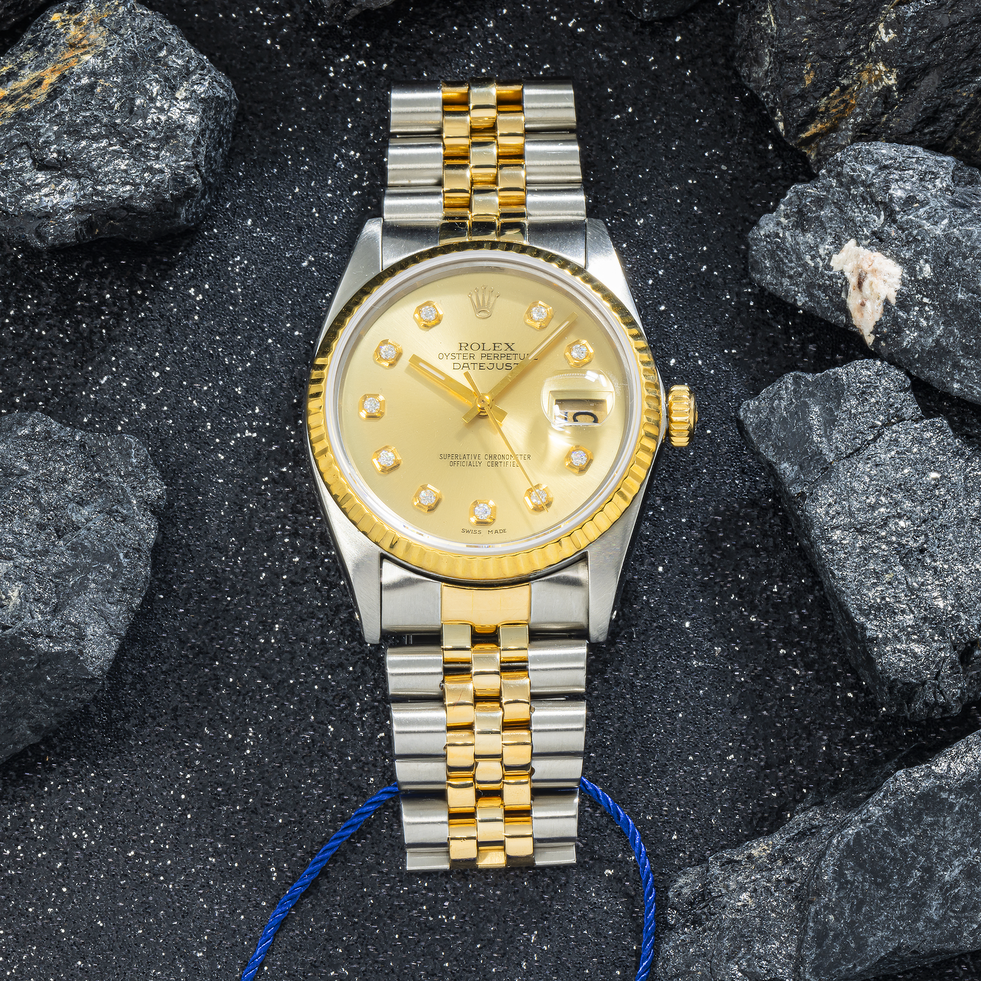 Rolex Men's Datejust 16013 Champagne Diamond Dial – Stainless Steel & 18k Yellow Gold – 36mm (Between 1977 & 1988)
