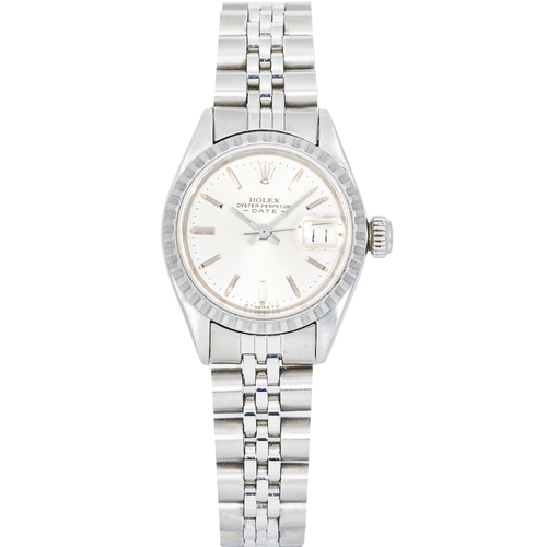 Rolex Oyster Perpetual Date 76094 Silver Dial 26 mm Ladies Watch