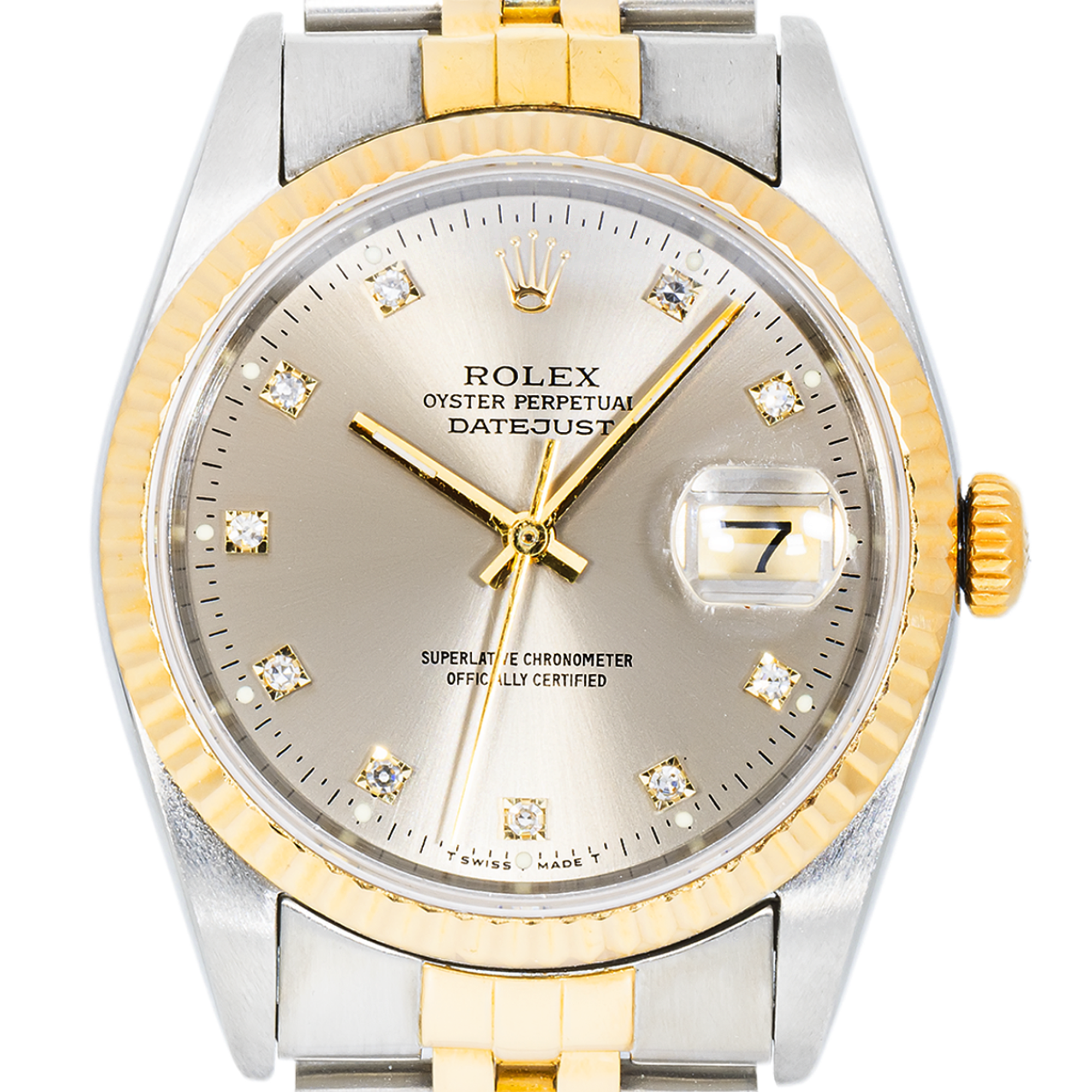 Rolex Datejust 16233 – Steel & 18k Gold –  Steel Claw Diamond Dial – Jubilee Bracelet