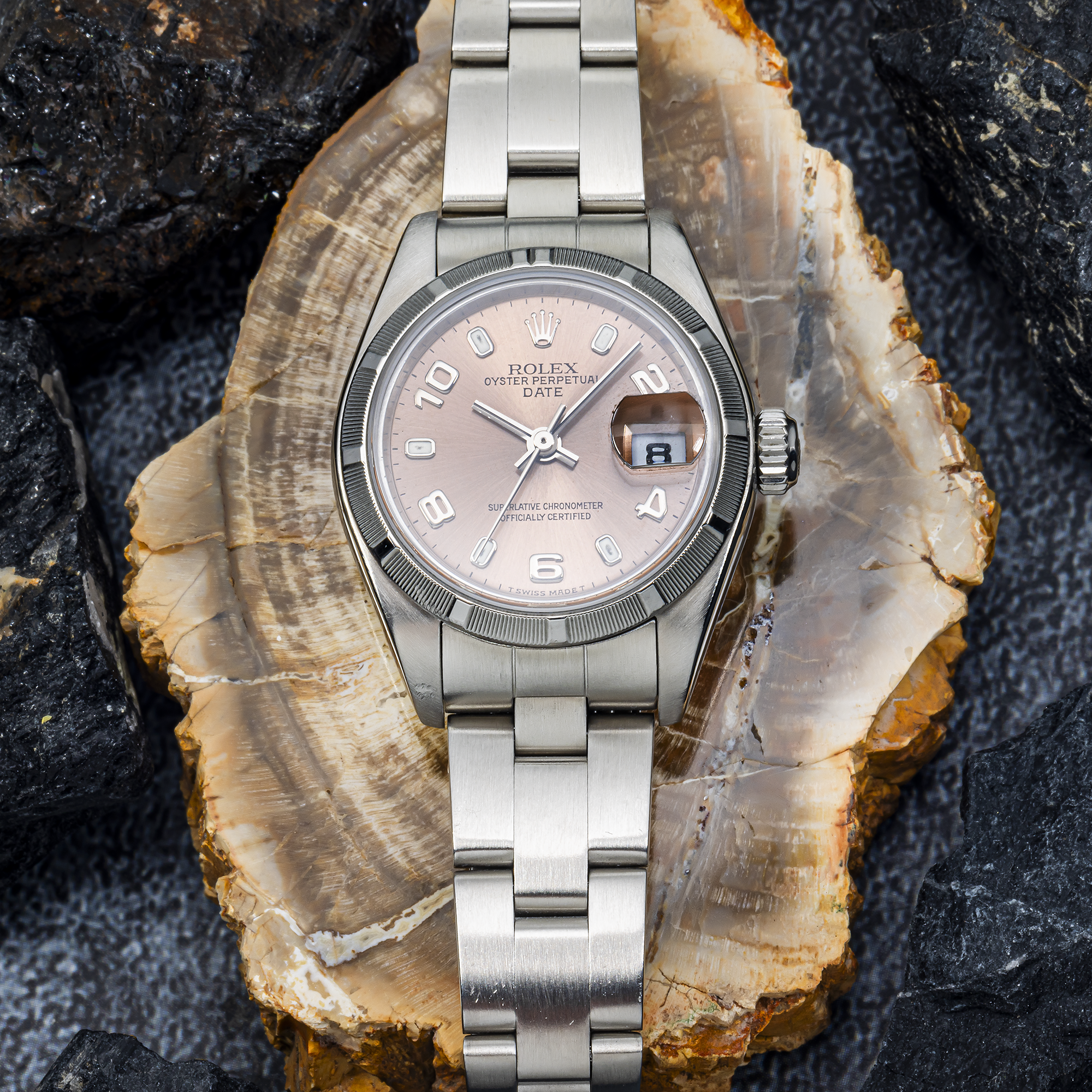 Rolex Oyster Perpetual Date 79170 26mm Pink Arabic Dial