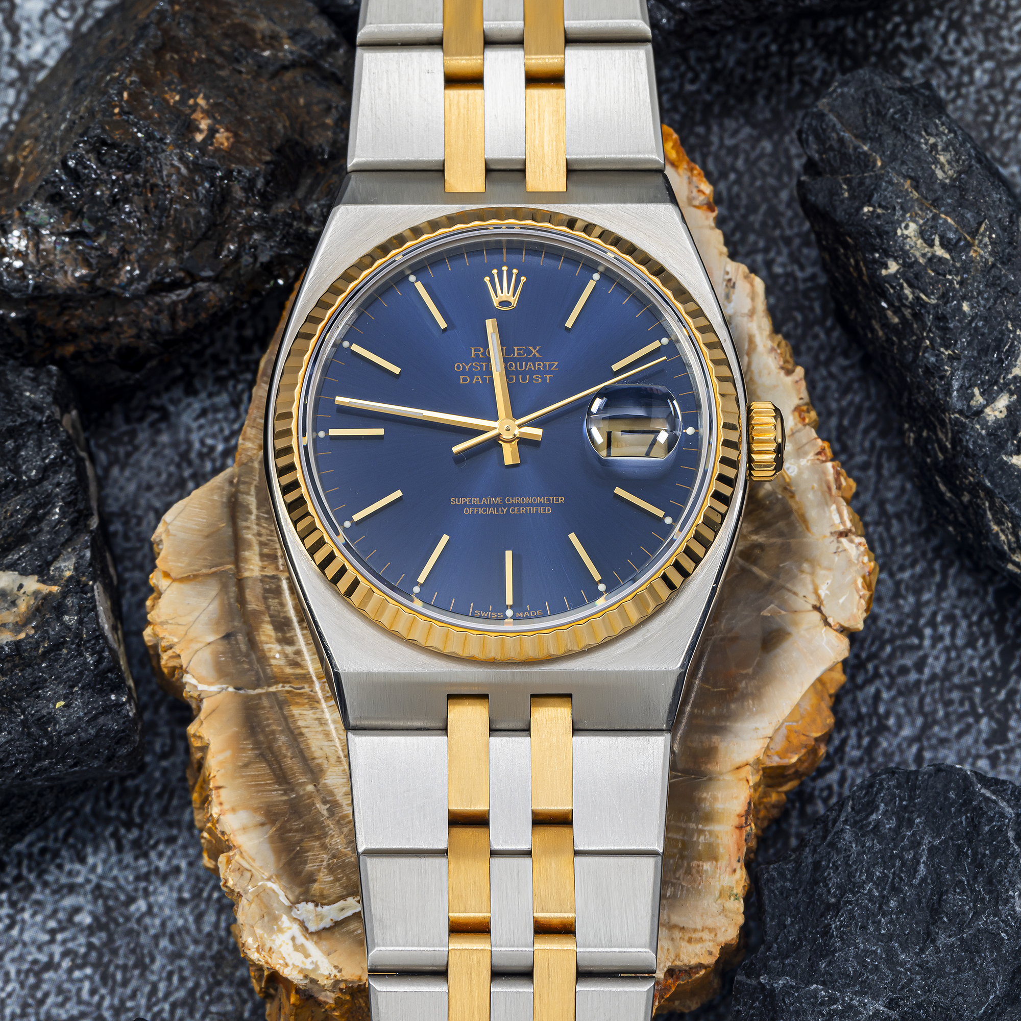 Rolex Oysterquartz Datejust 17013 – Blue Dial – Two-Tone 36mm