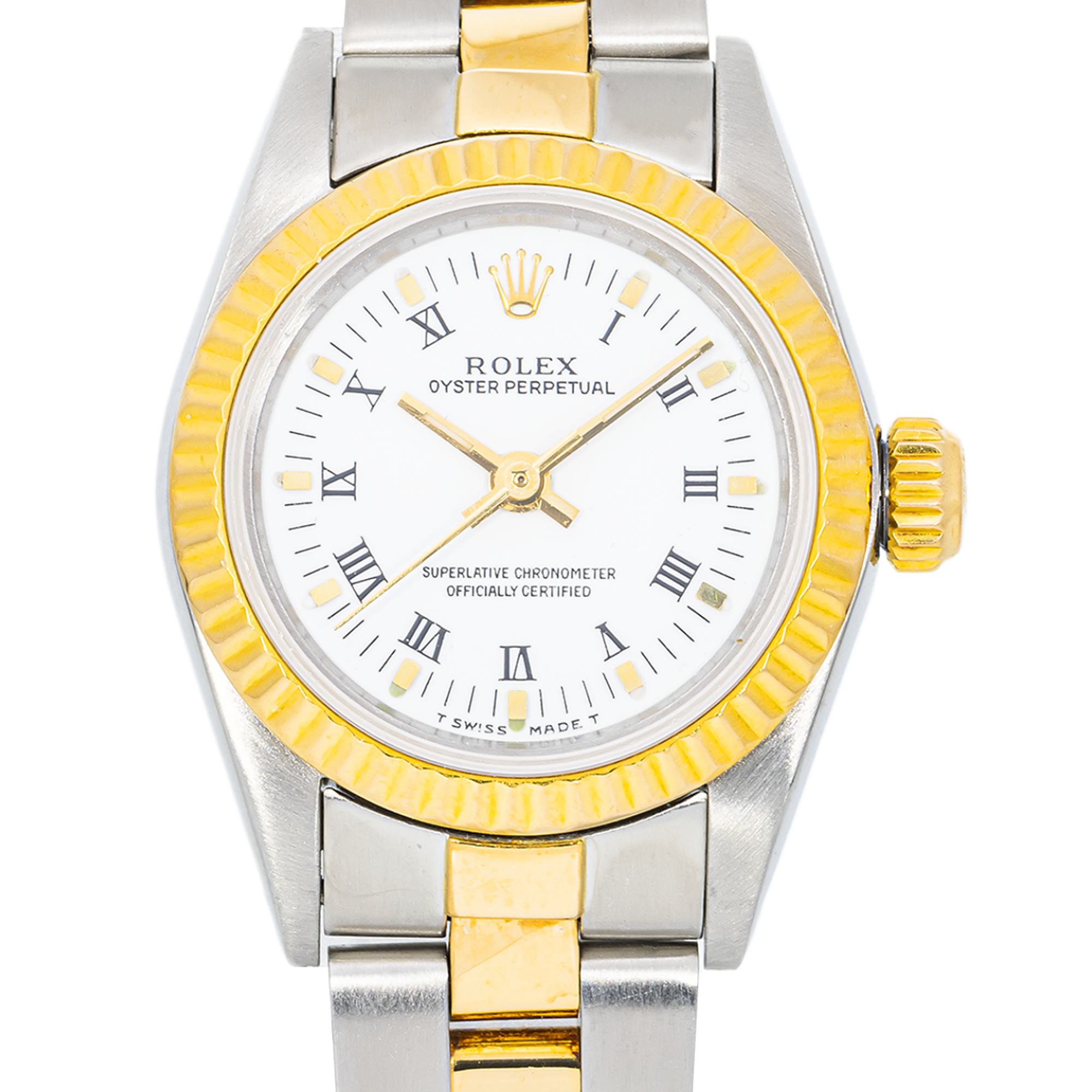 Rolex Datejust 69173 – Two-Tone 26mm – White Roman Dial – Oyster Bracelet