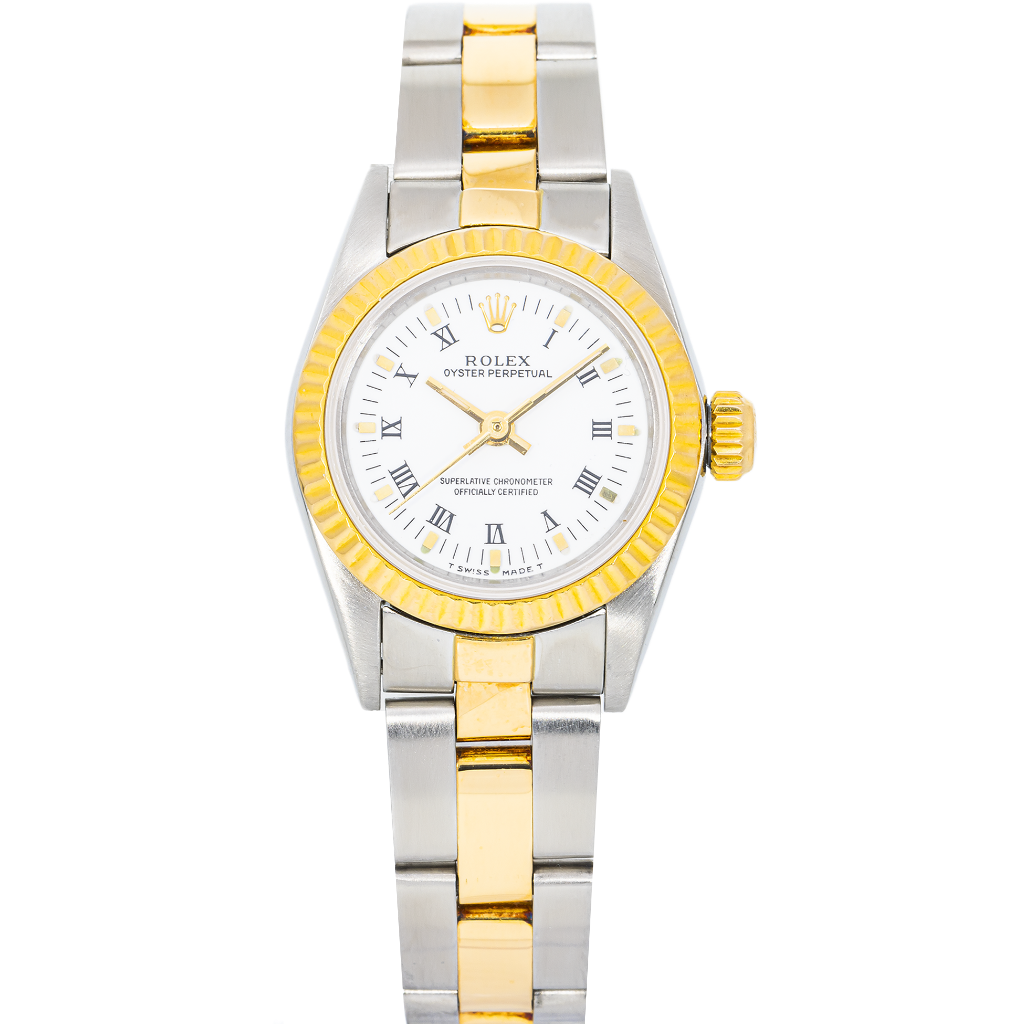 Rolex Datejust 69173 – Two-Tone 26mm – White Roman Dial – Oyster Bracelet