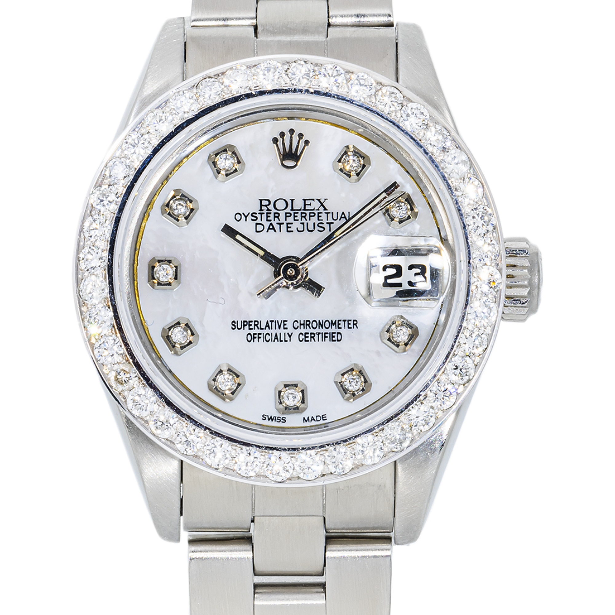 Rolex Datejust 69240 MOP Diamond Dial w/ Aftermarket Diamond Bezel