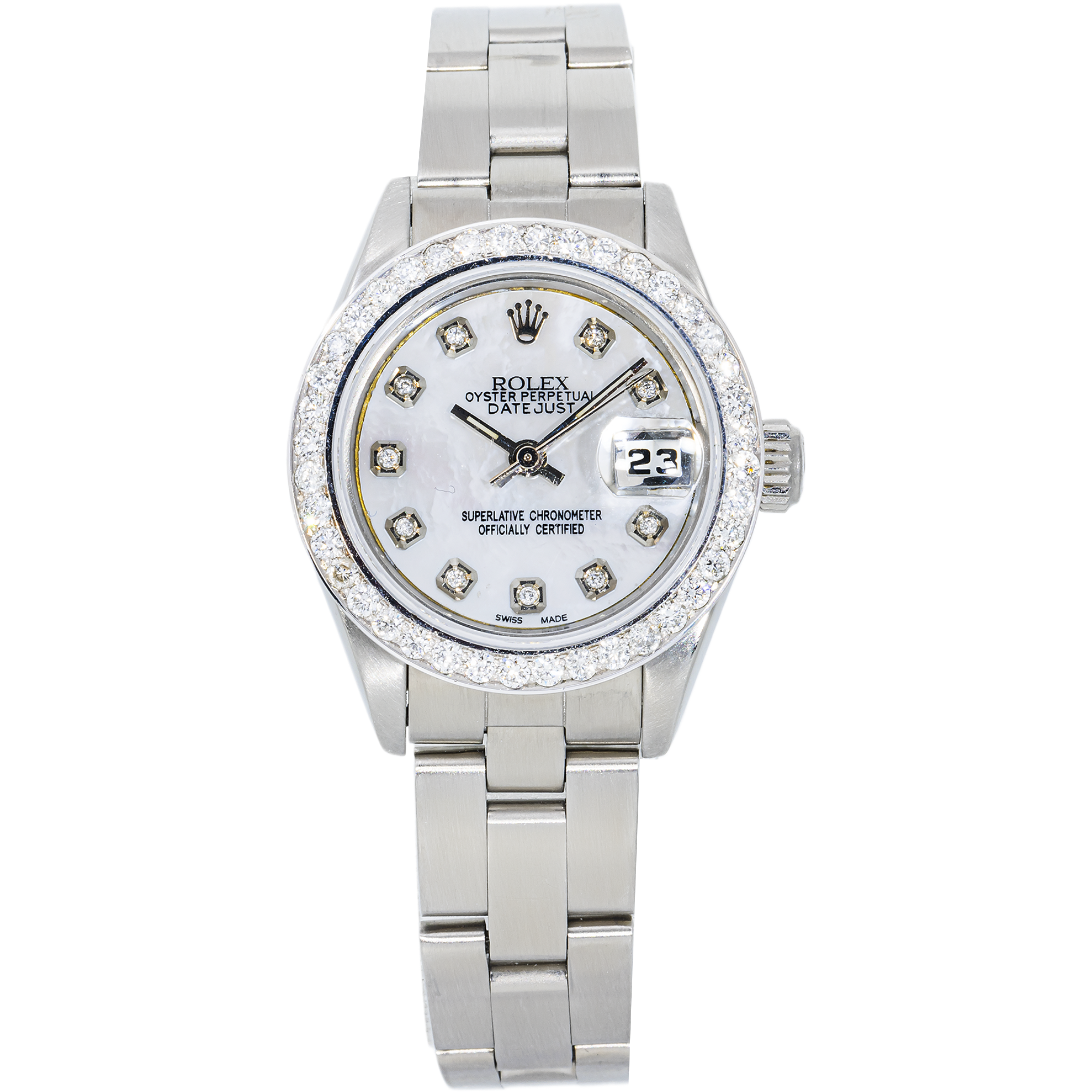 Rolex Datejust 69240 MOP Diamond Dial w/ Aftermarket Diamond Bezel