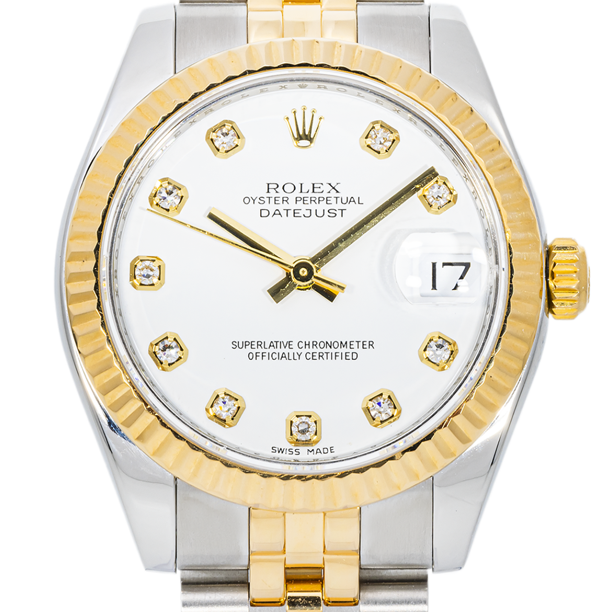 Rolex Datejust 178273 31mm – Two-Tone Yellow Gold, Silver Diamond Dial