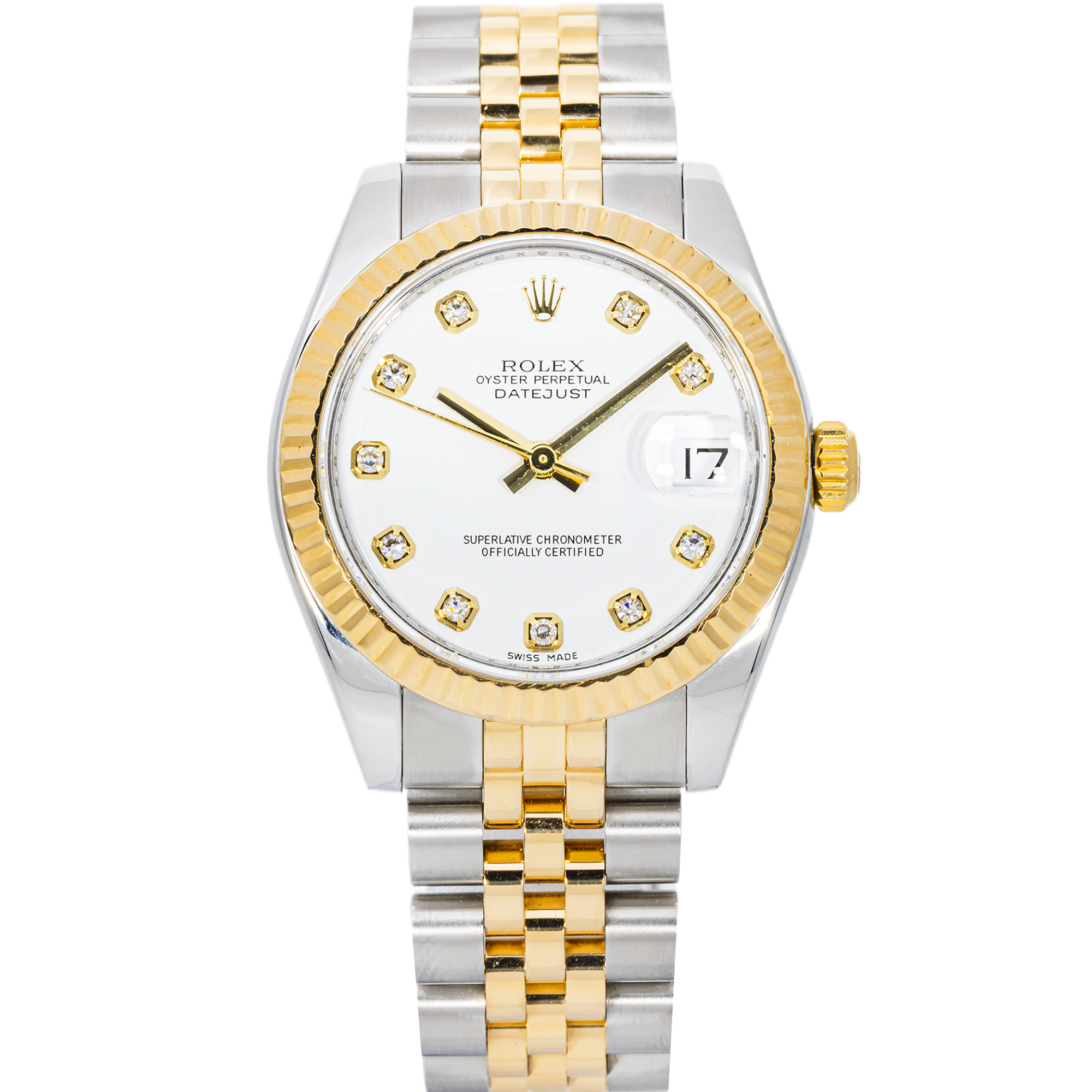 Rolex Datejust 178273 31mm – Two-Tone Yellow Gold, Silver Diamond Dial