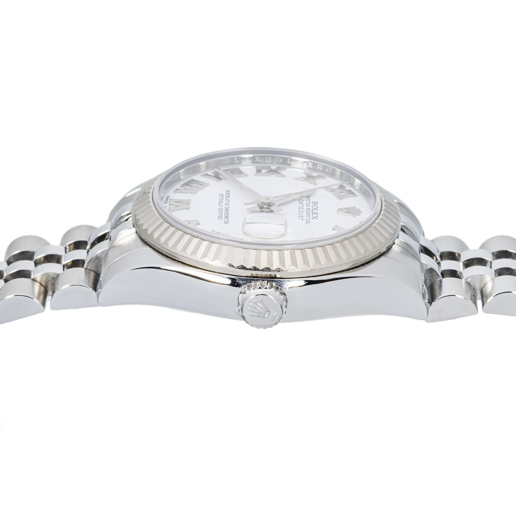 Rolex Datejust 178274 31mm – White Roman Dial & 18K White Gold Fluted Bezel