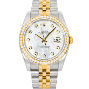 Rolex Datejust 116243 -36mm Two Tone - White Mother of Pearl Diamond Dial