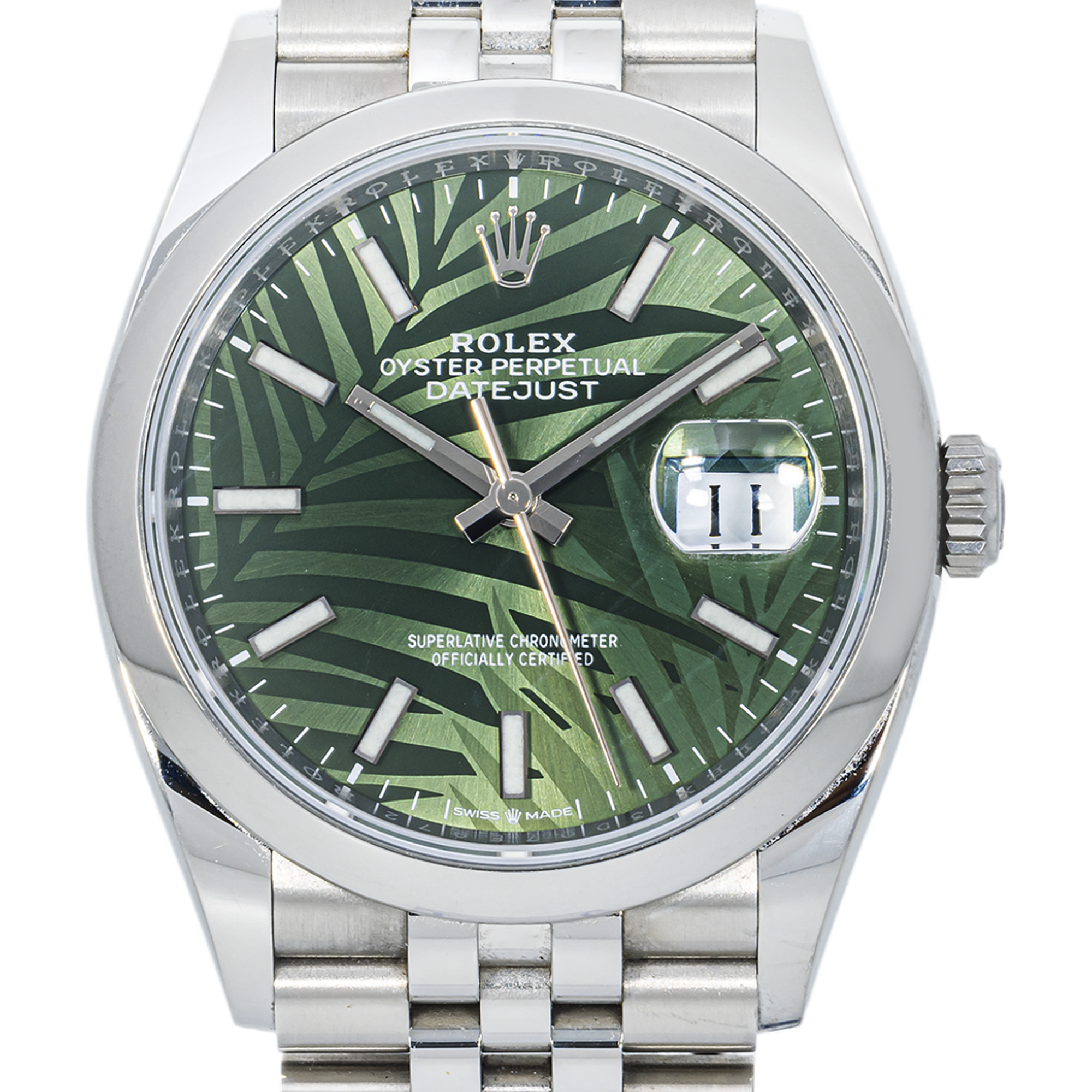 Rolex Datejust 126200 36mm – Green Palm Motif Dial & Oyster Bracelet