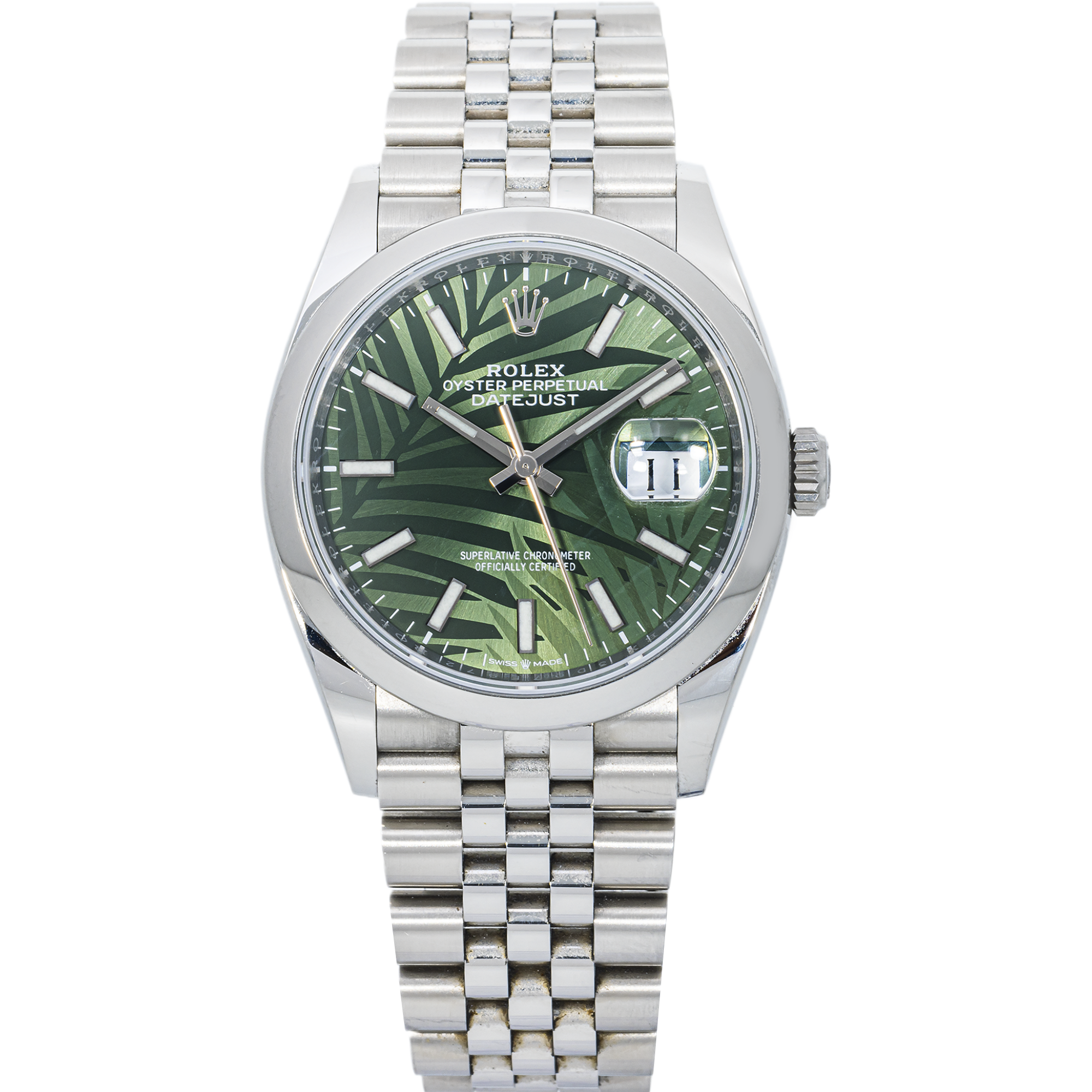Rolex Datejust 126200 36mm – Green Palm Motif Dial & Oyster Bracelet