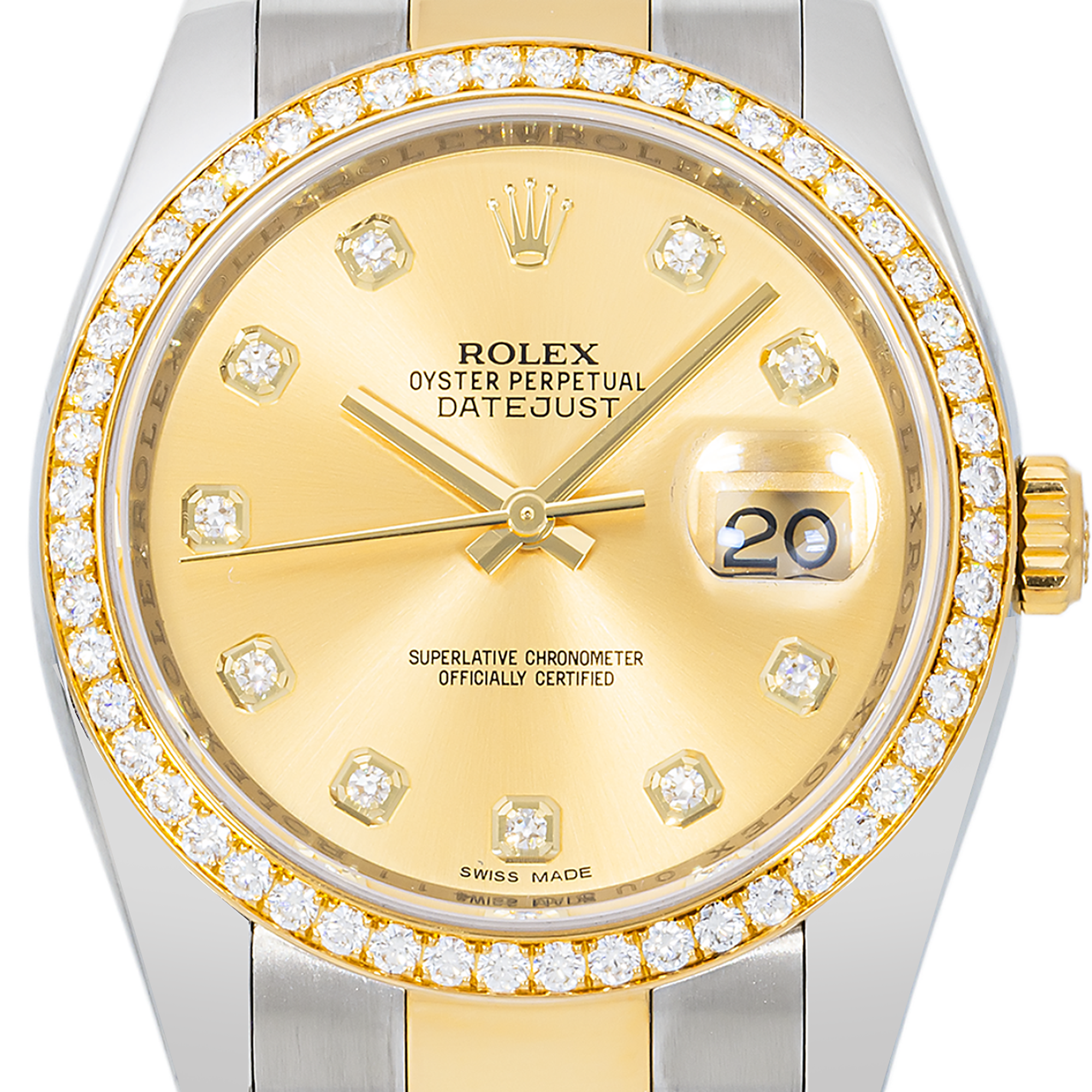 Rolex Datejust 116243 36mm Two-Tone – Champagne Diamond Dial & Factory Diamond Bezel