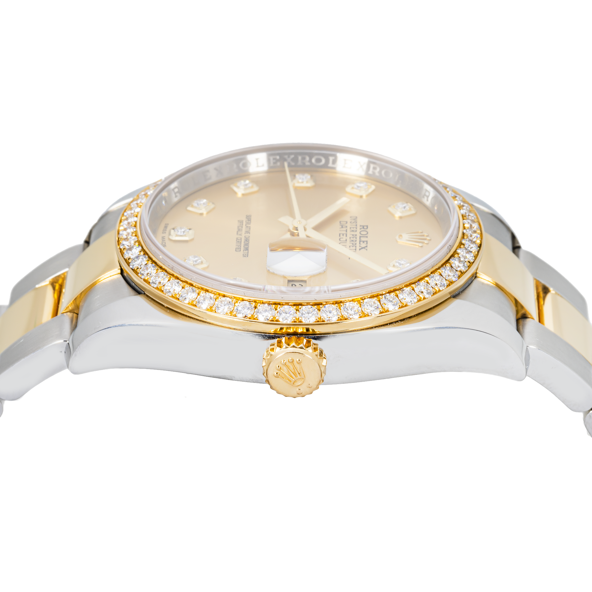 Rolex Datejust 116243 36mm Two-Tone – Champagne Diamond Dial & Factory Diamond Bezel