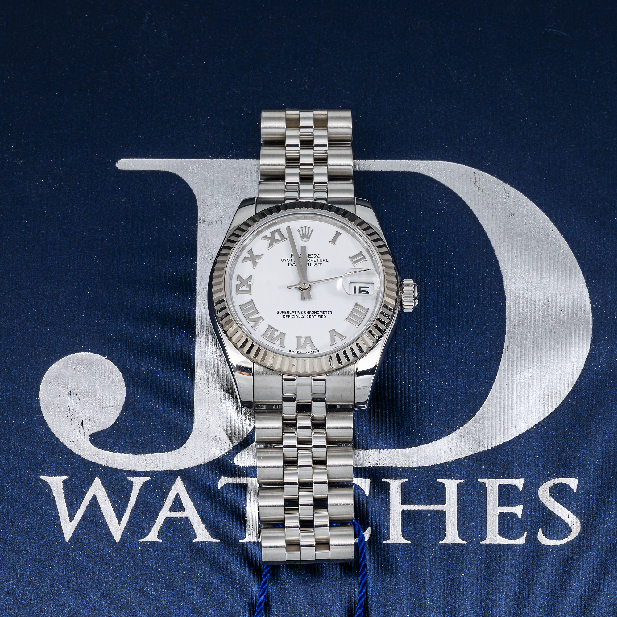 Rolex Datejust 178274 31mm – White Roman Dial & 18K White Gold Fluted Bezel