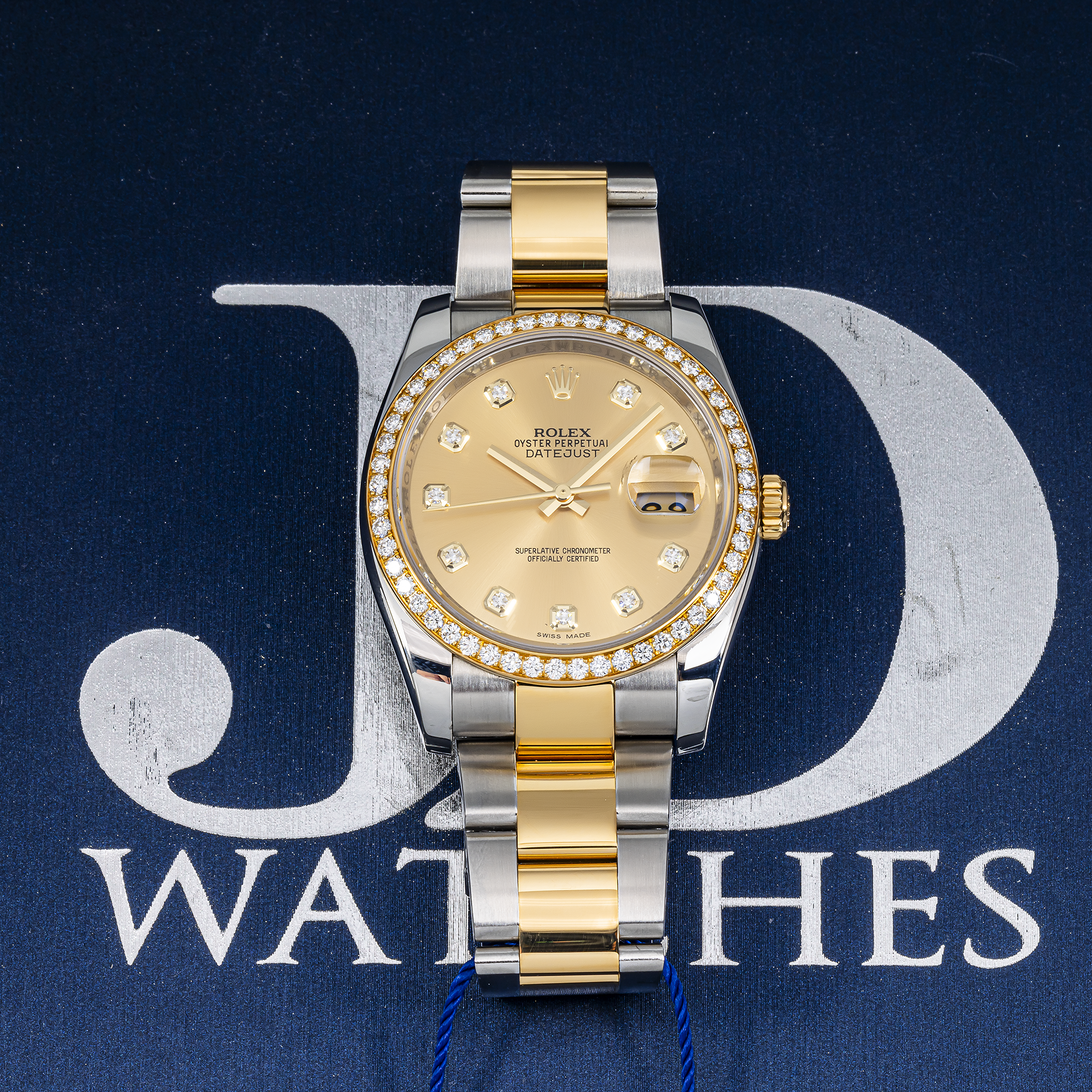 Rolex Datejust 116243 36mm Two-Tone – Champagne Diamond Dial & Factory Diamond Bezel