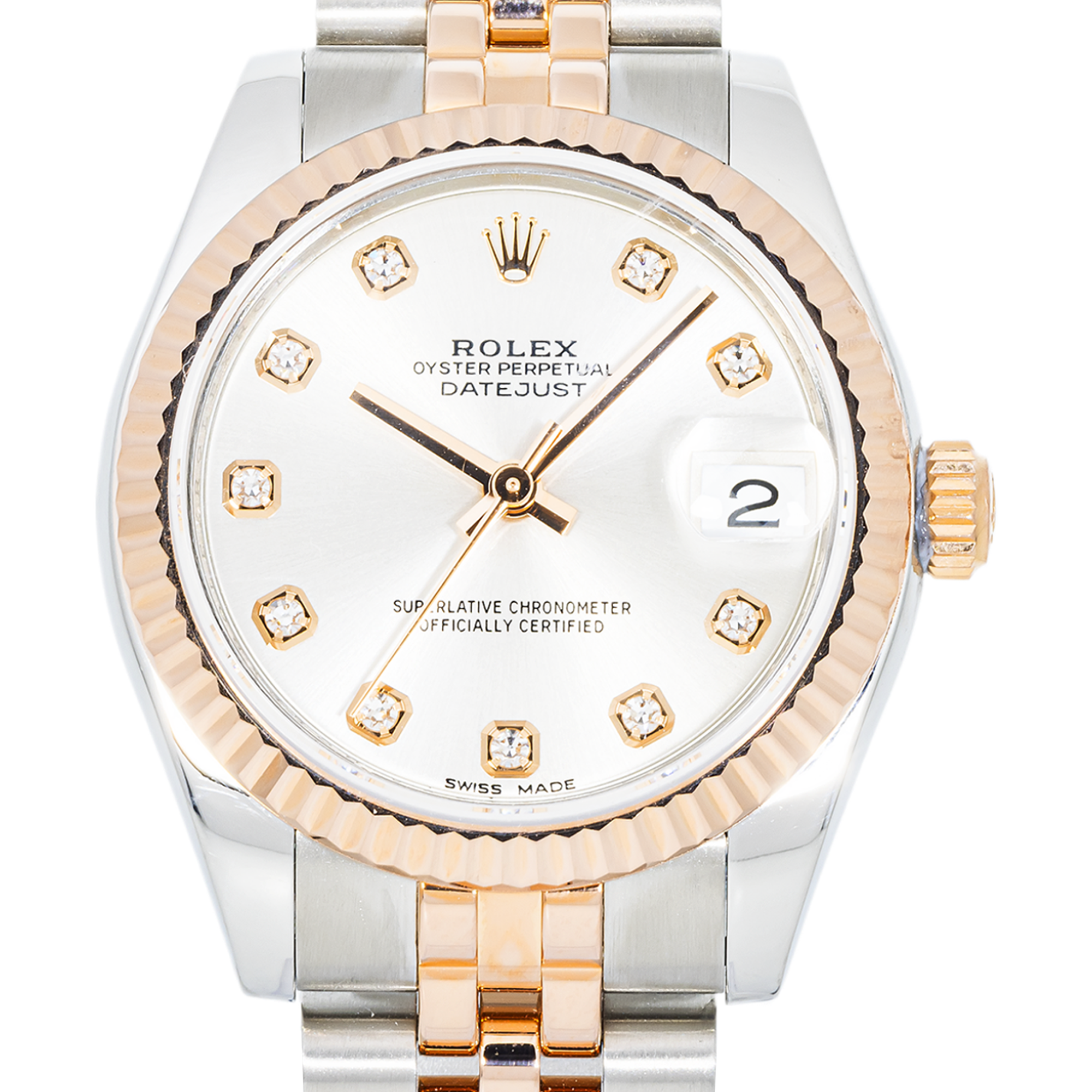 Rolex Datejust 178271 31mm – White Mother of Pearl Diamond Dial, Two-Tone Rose Gold