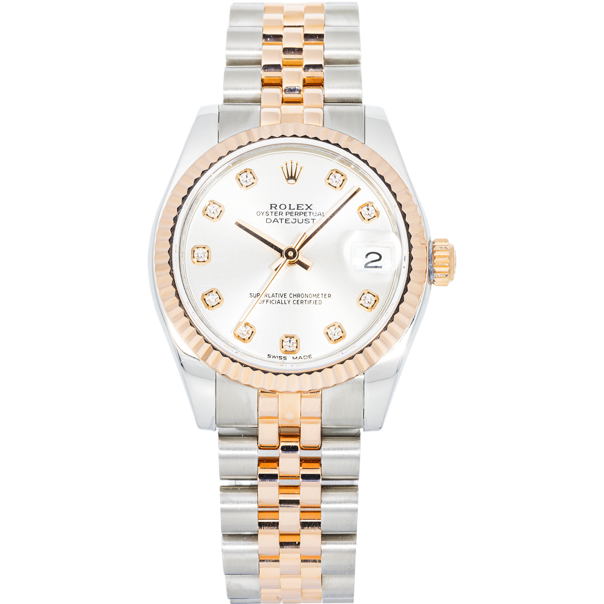Rolex Datejust 178271 31mm – White Mother of Pearl Diamond Dial, Two-Tone Rose Gold