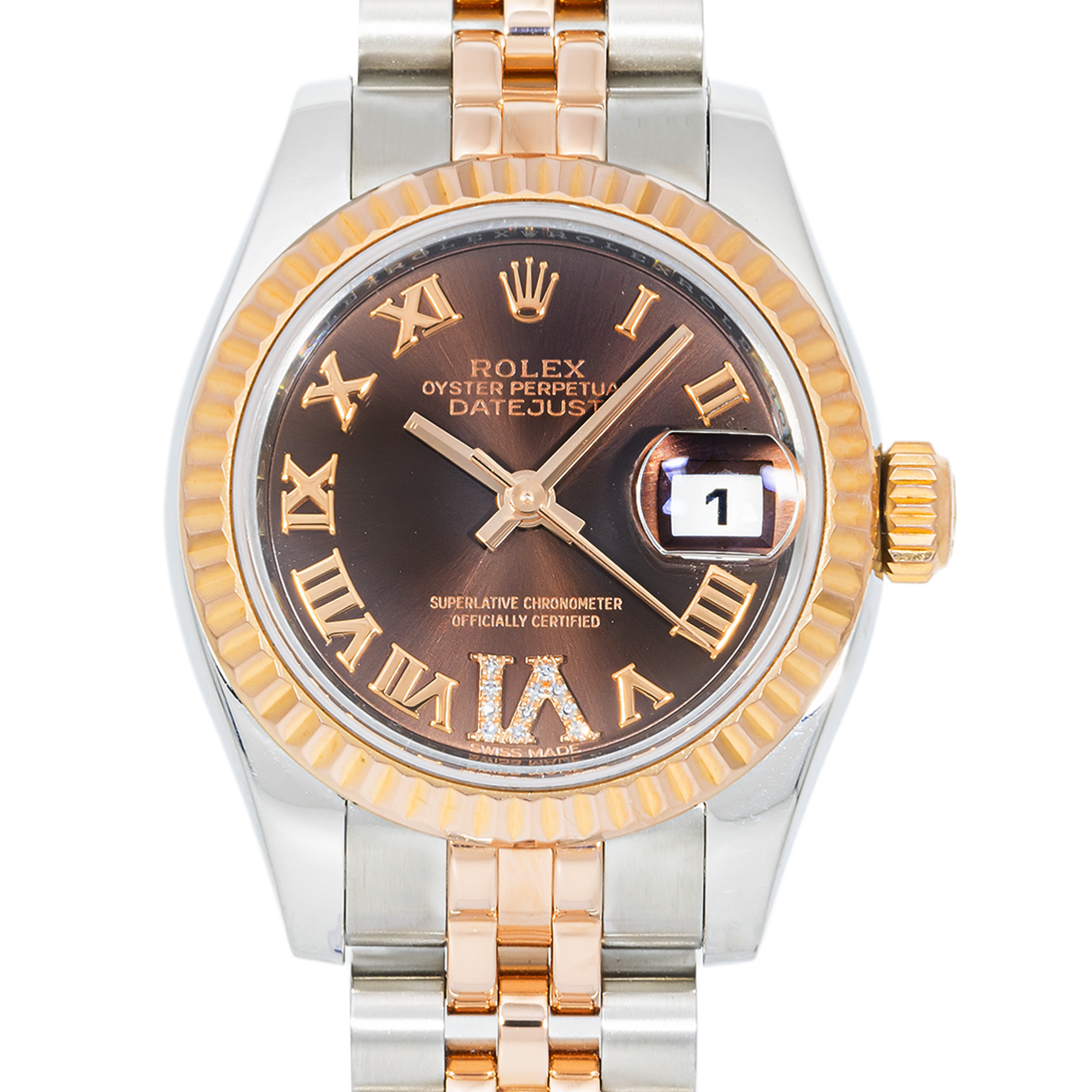 Rolex Datejust 179171 26mm – Everose Two-Tone, Chocolate Diamond Dial
