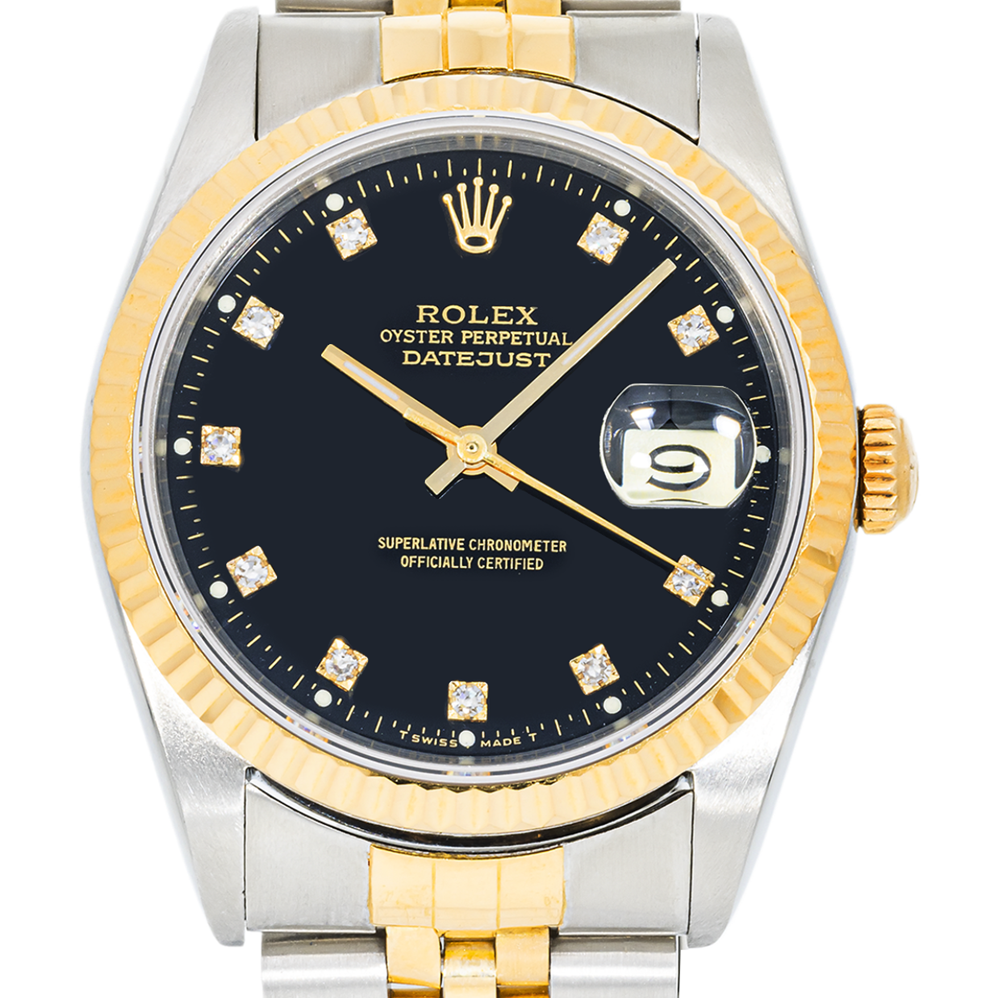 Rolex Datejust 16233 Black Dial 36 mm Jubilee Watch for Men