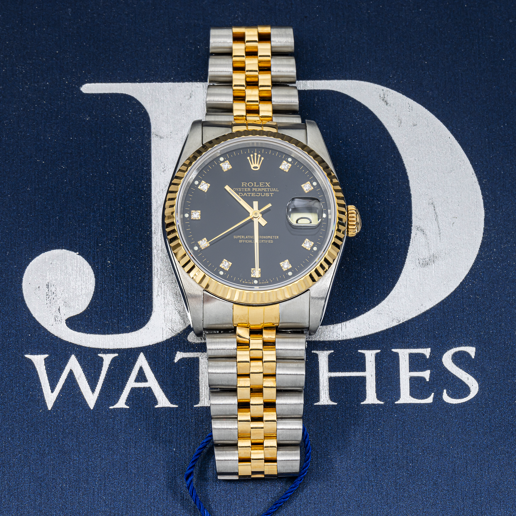 Rolex Datejust 16233 Black Dial 36 mm Jubilee Watch for Men