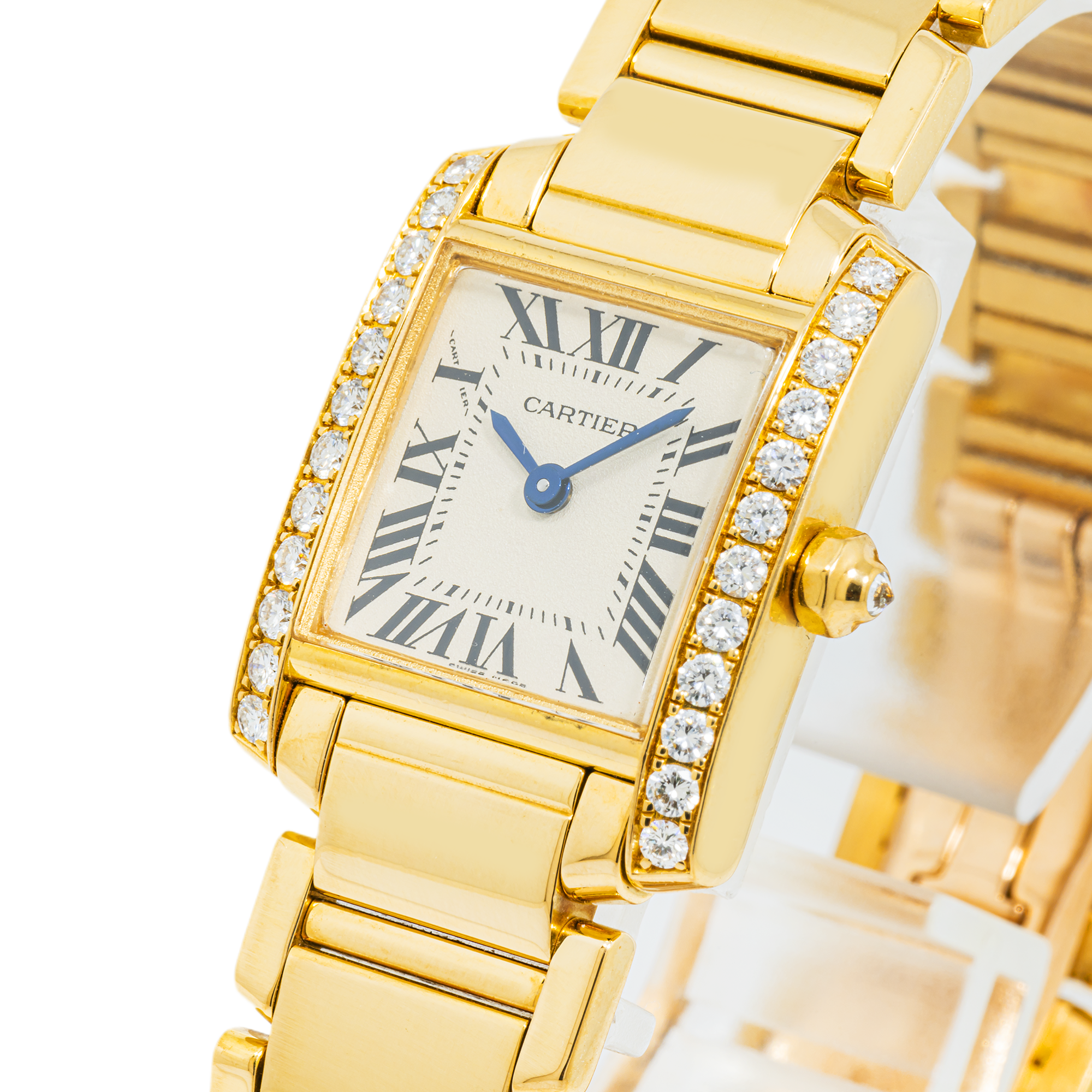 Cartier Tank Francaise WE1001R8 Diamond 18k Yellow Gold Ladies Watch