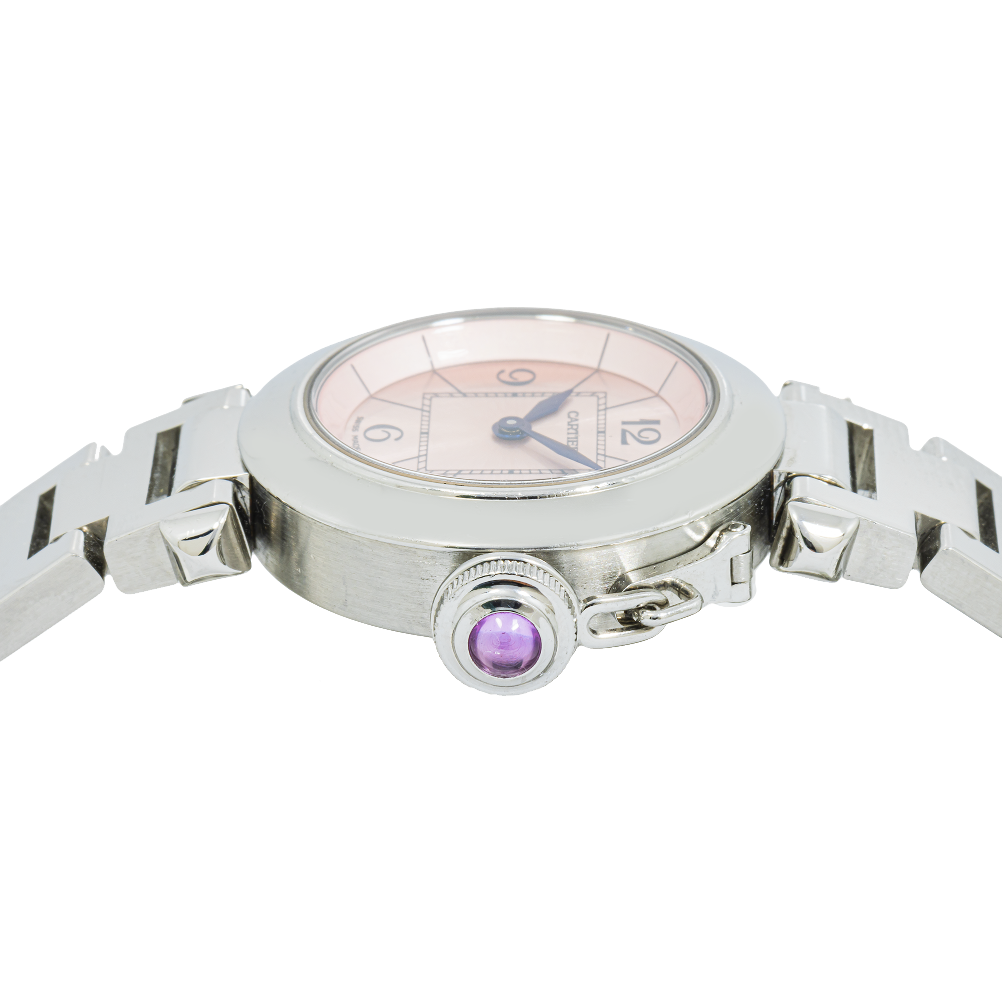 Cartier Pasha W3140008 with Pink Dial with Blue Hands
