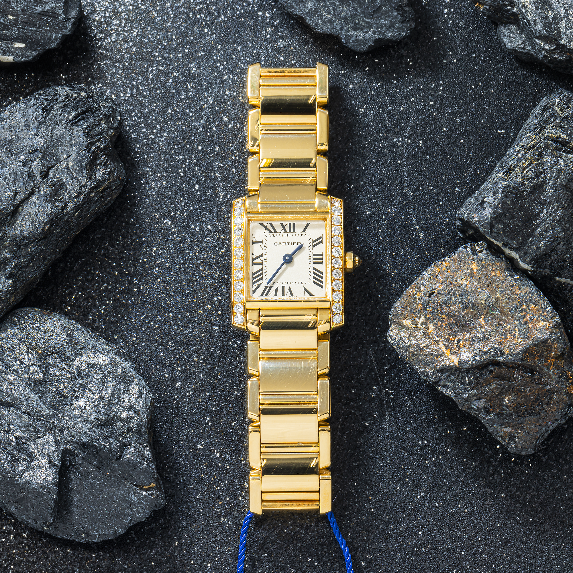 Cartier Tank Francaise WE1001R8 Diamond 18k Yellow Gold Ladies Watch
