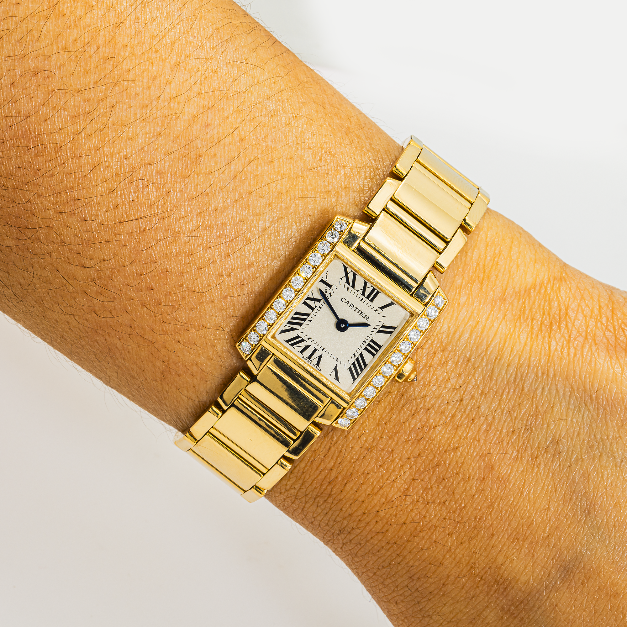 Cartier Tank Francaise WE1001R8 Diamond 18k Yellow Gold Ladies Watch