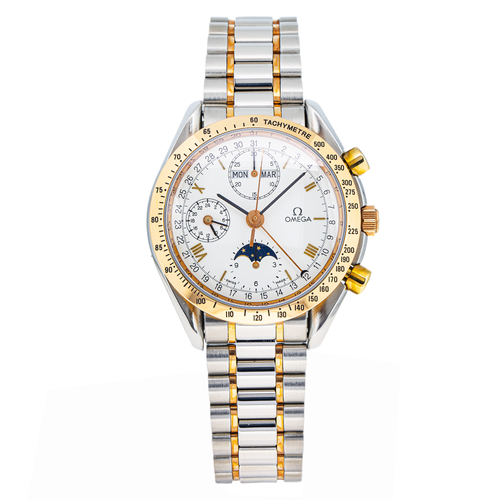 Omega Speedmaster Moonphase Triple Calendar Two-Tone White Dial – 3330.20.00