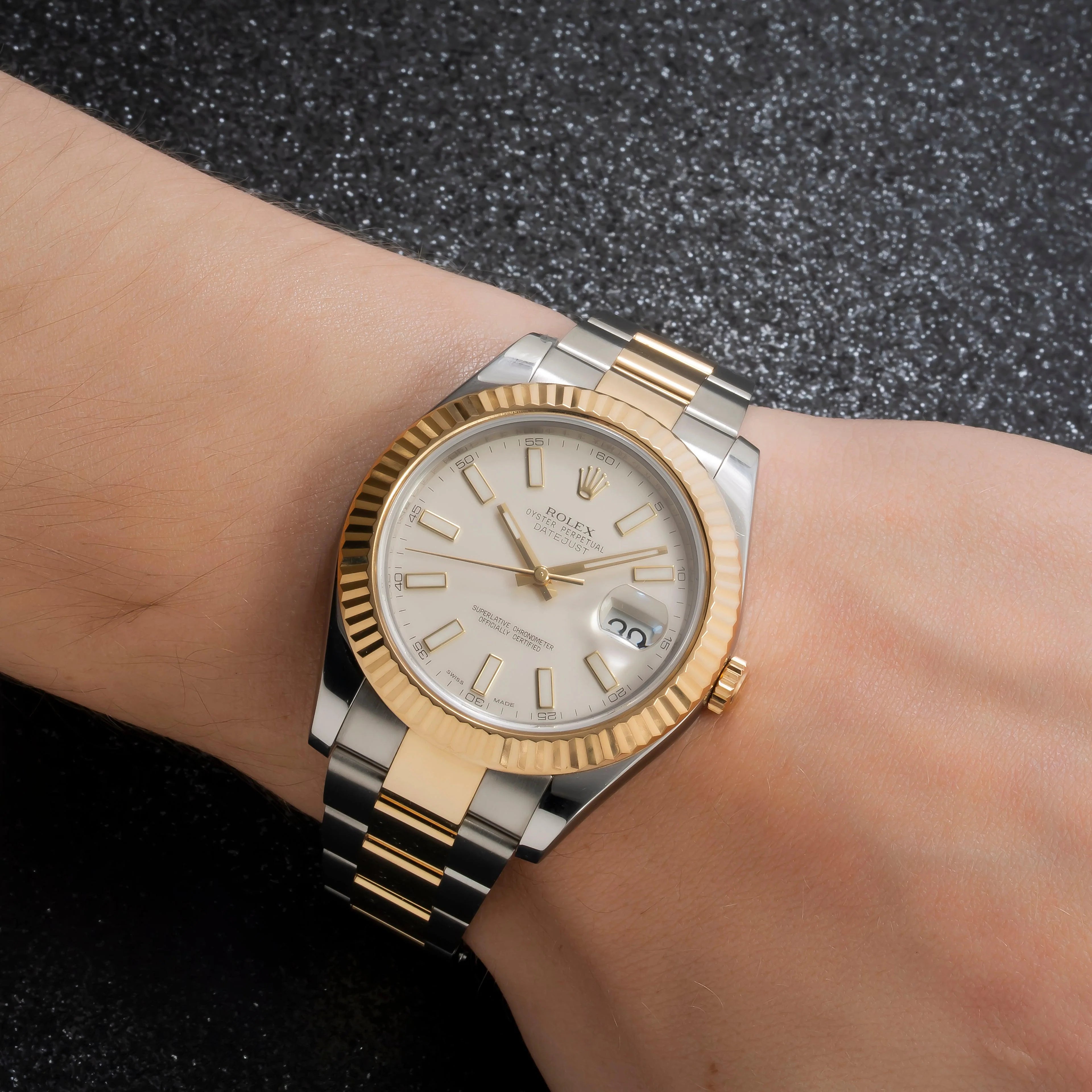 Rolex Datejust 41mm 116333 Ivory Stick Dial Two-Tone Oyster Bracelet