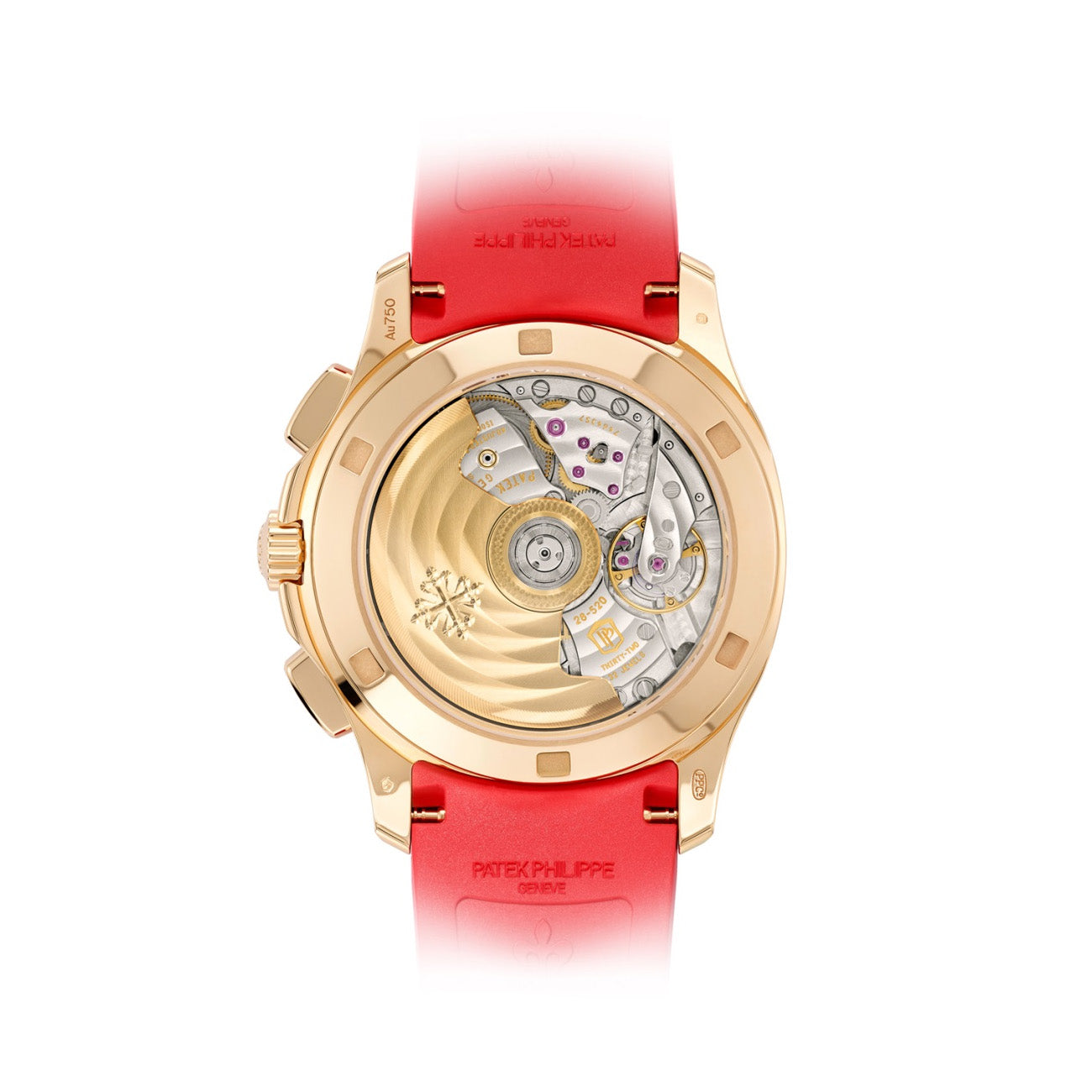 Patek Philippe Aquanaut Luce Rainbow Chronograph 7968/300R-001 Silver Dial Rose Gold Red Strap