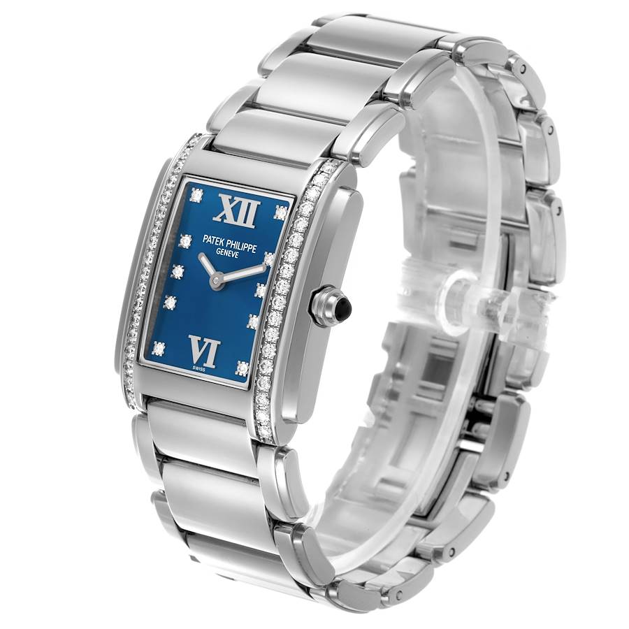 Patek Philippe 4910 Twenty-4 Blue Dial Steel Diamond Ladies Watch