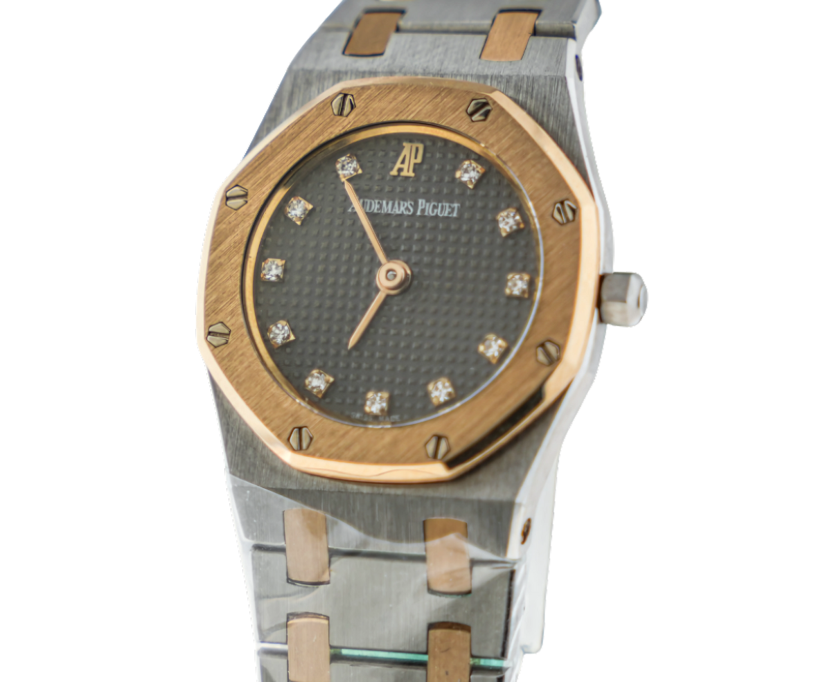 Audemars Piguet Royal Oak Ladies Quartz – 66339SA.OO.0722SA.02, 24mm Stainless Steel Case with Gray "Petite Tapisserie" Dial, Two-Tone Bracelet-Audemars Piguet-JD Watches NY