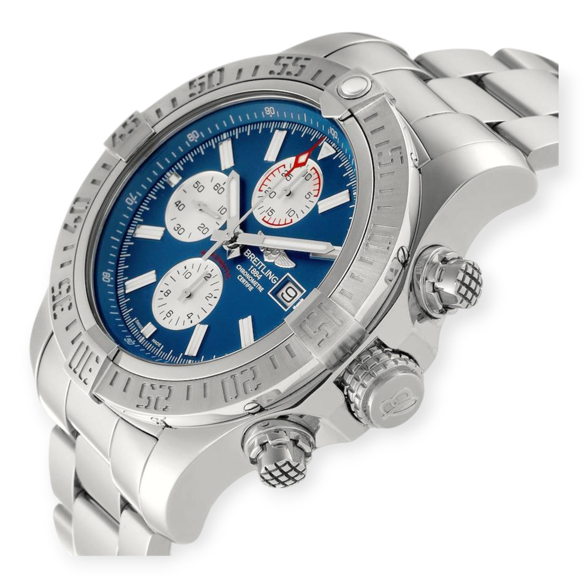 Breitling Aeromarine Super Avenger A13371 Blue Dial Steel Mens Watch-Breitling-JD Watches NY