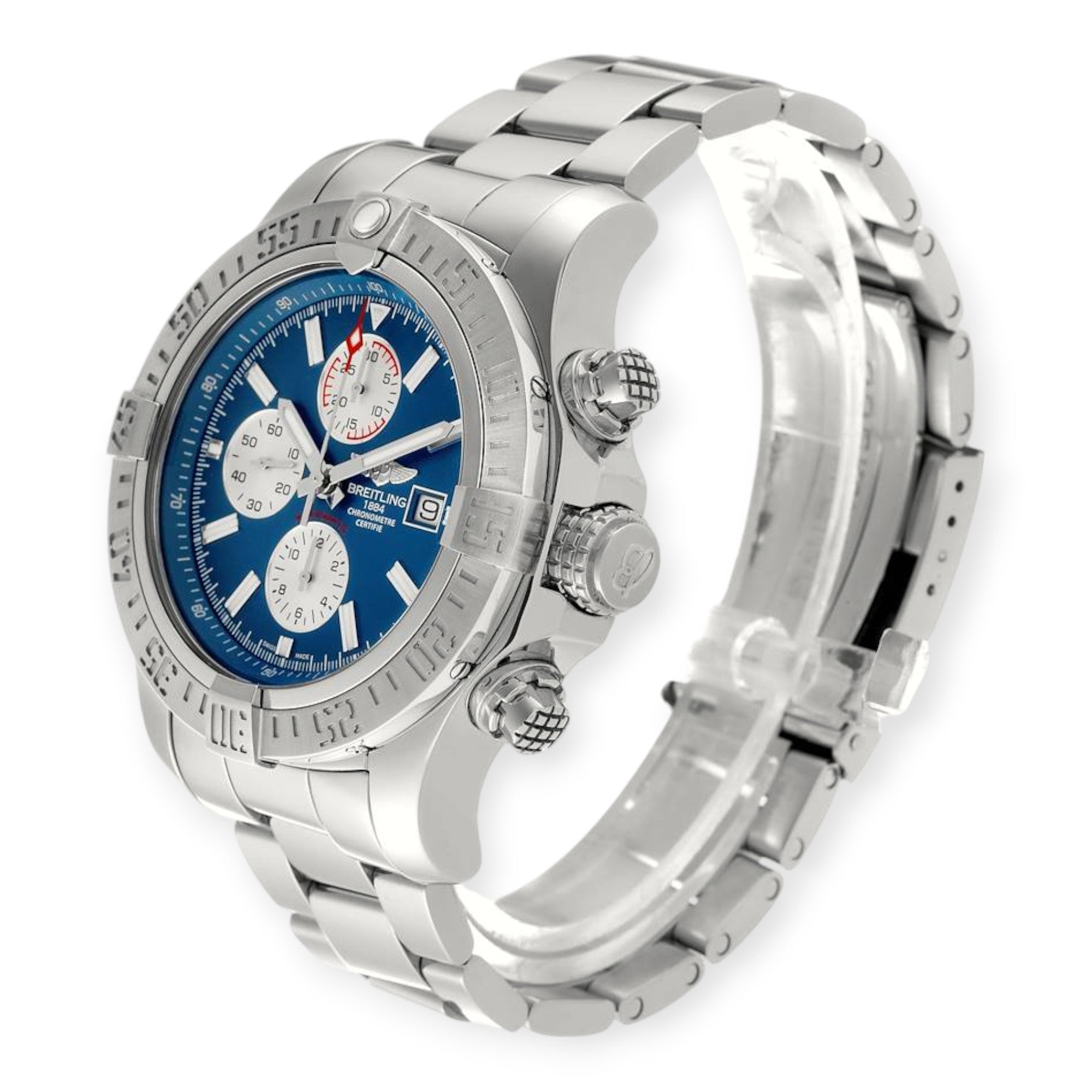 Breitling Aeromarine Super Avenger A13371 Blue Dial Steel Mens Watch-Breitling-JD Watches NY