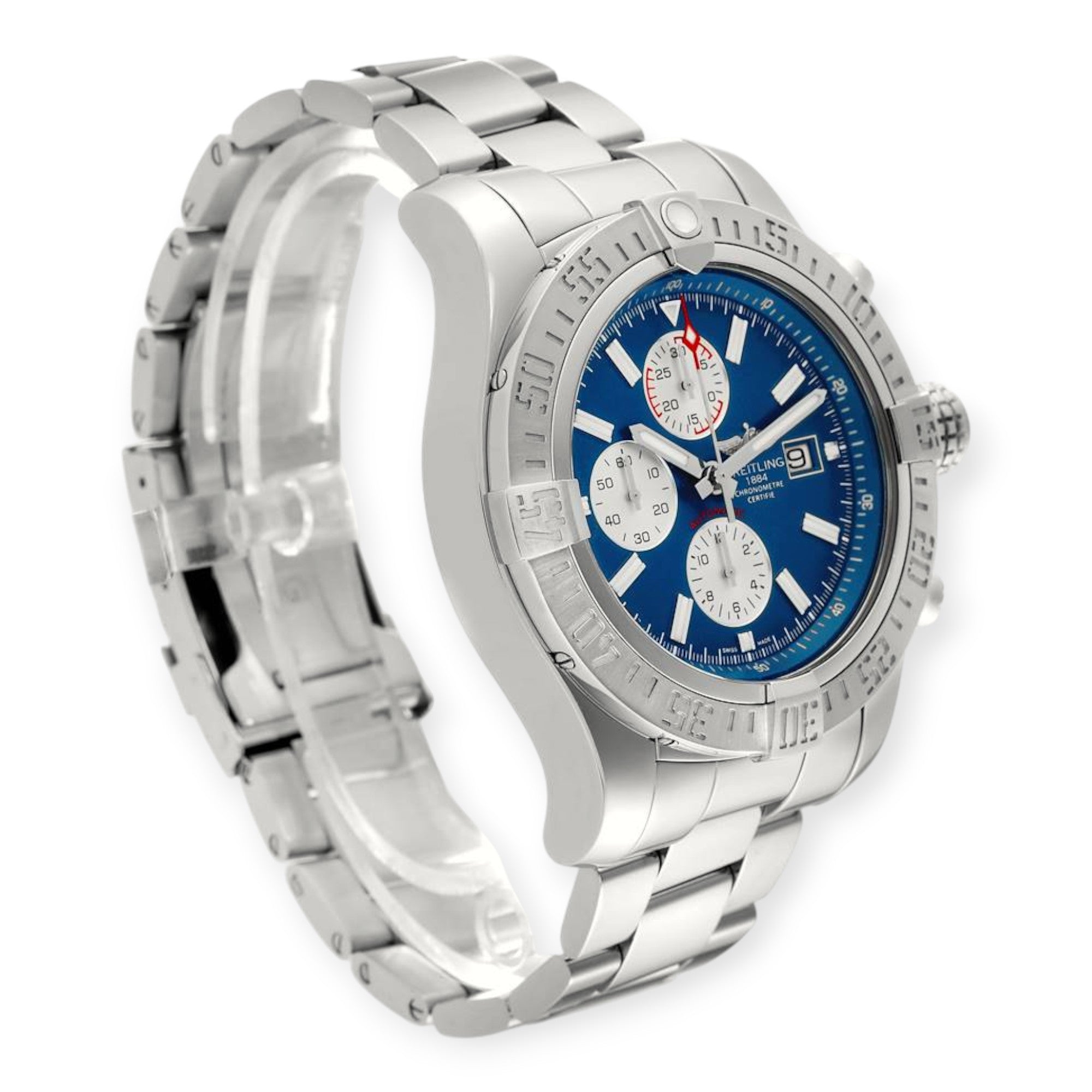 Breitling Aeromarine Super Avenger A13371 Blue Dial Steel Mens Watch-Breitling-JD Watches NY