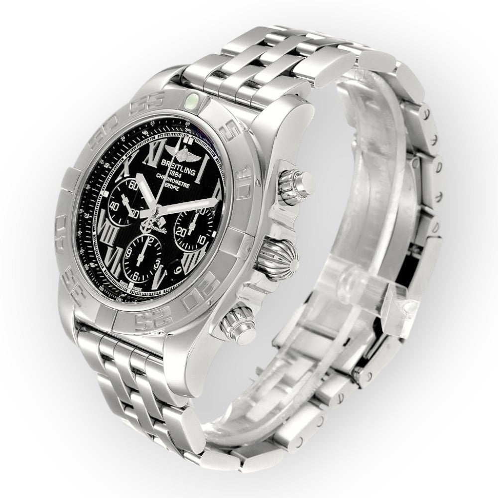 Breitling Chronomat 01 AB0110 Black Dial Chronograph Steel Mens Watch-JD Watches NY-JD Watches NY
