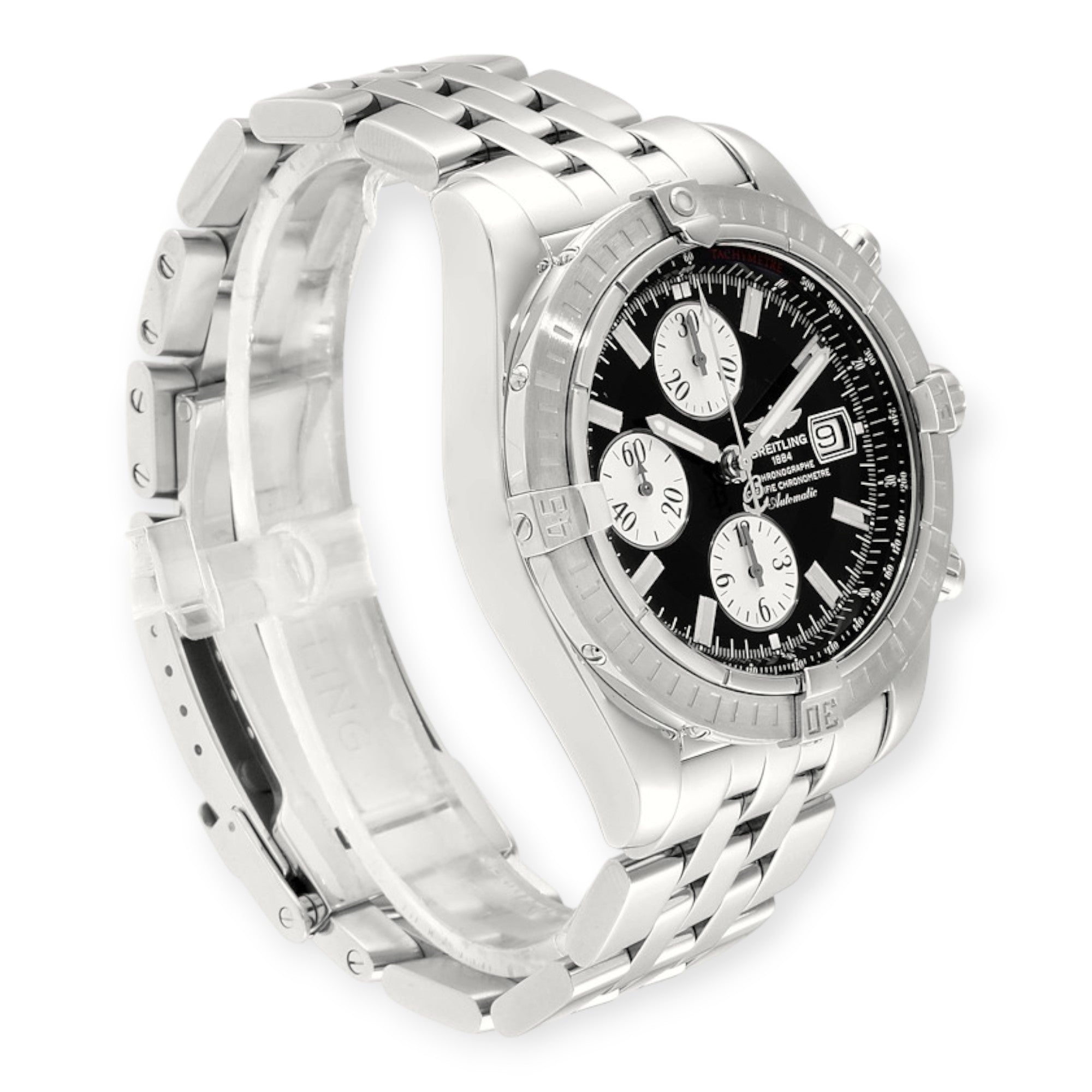 Breitling Chronomat Evolution A13356 Steel Black Dial Steel Mens Watch-Breitling-JD Watches NY