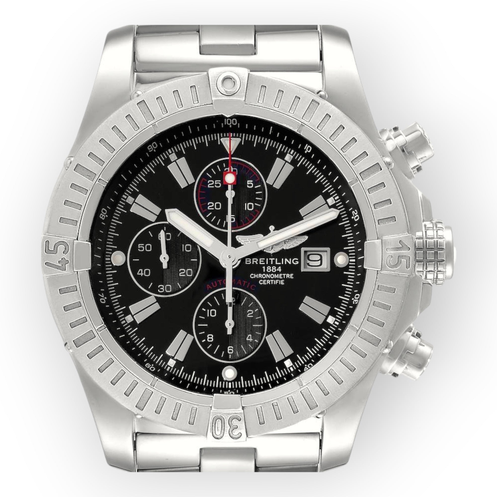 Breitling Super Avenger A13370 Black Dial Chronograph Steel Mens Watch-Breitling-JD Watches NY
