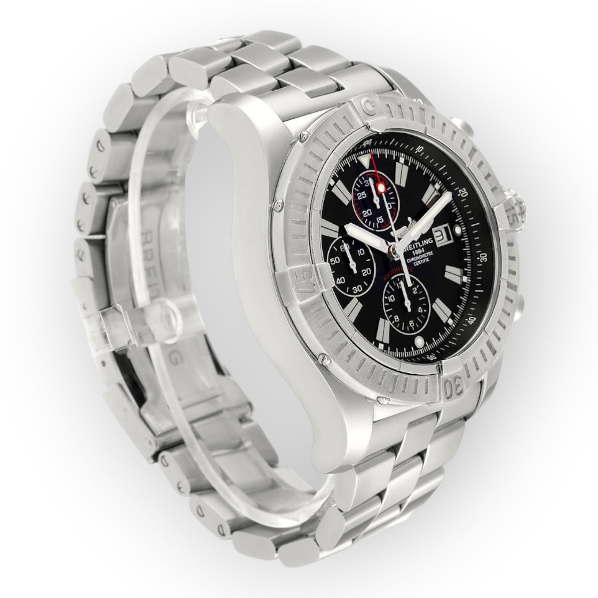 Breitling Super Avenger A13370 Black Dial Chronograph Steel Mens Watch-Breitling-JD Watches NY