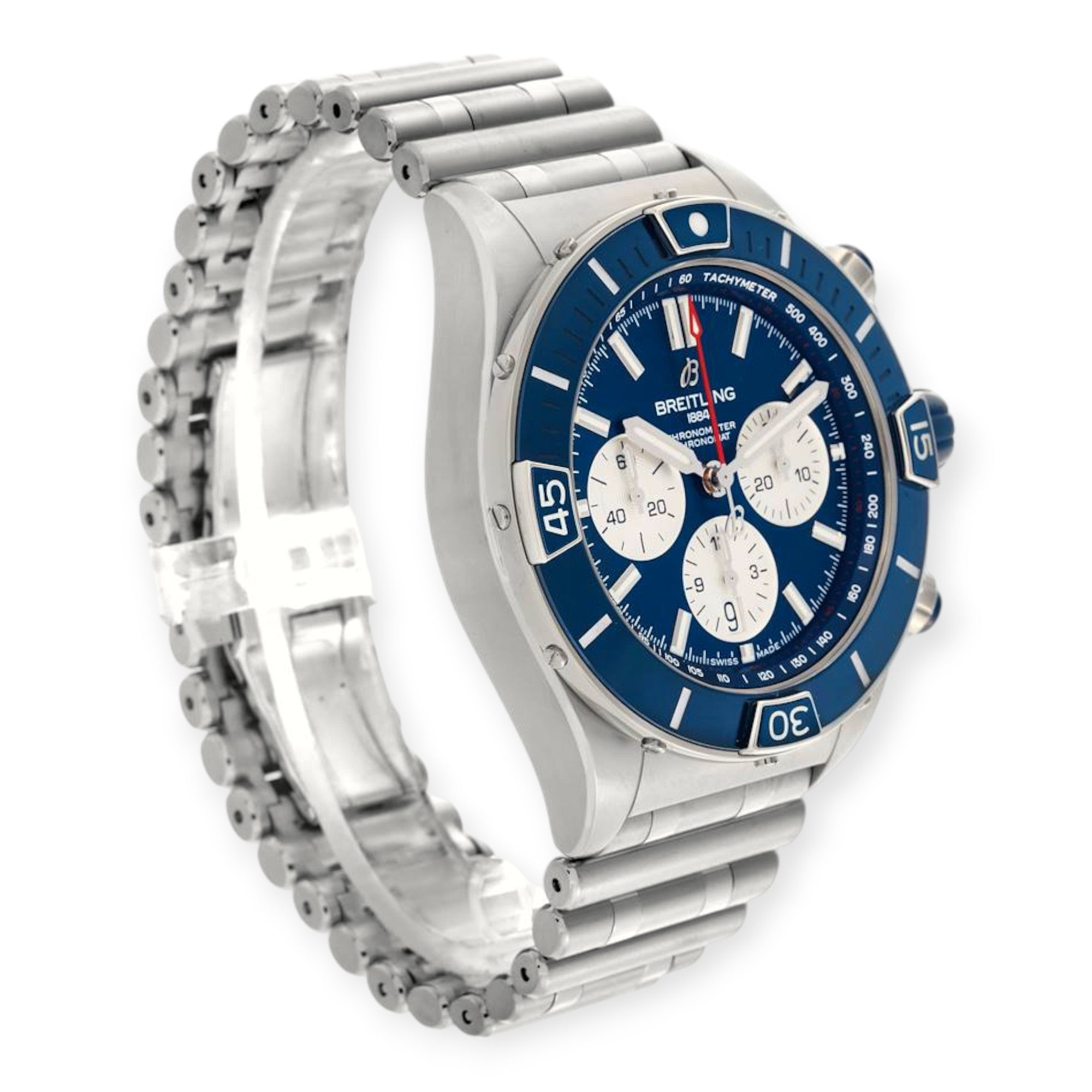 Breitling Super Chronomat B01 AB0136 Blue Dial Steel Mens Watch-Breitling-JD Watches NY