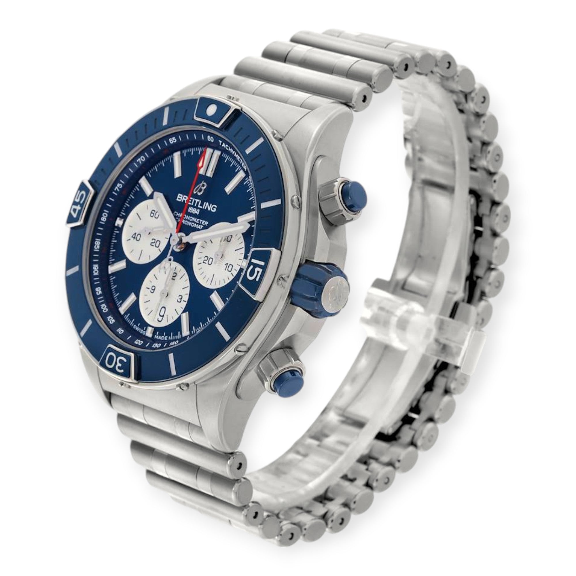 Breitling Super Chronomat B01 AB0136 Blue Dial Steel Mens Watch-Breitling-JD Watches NY