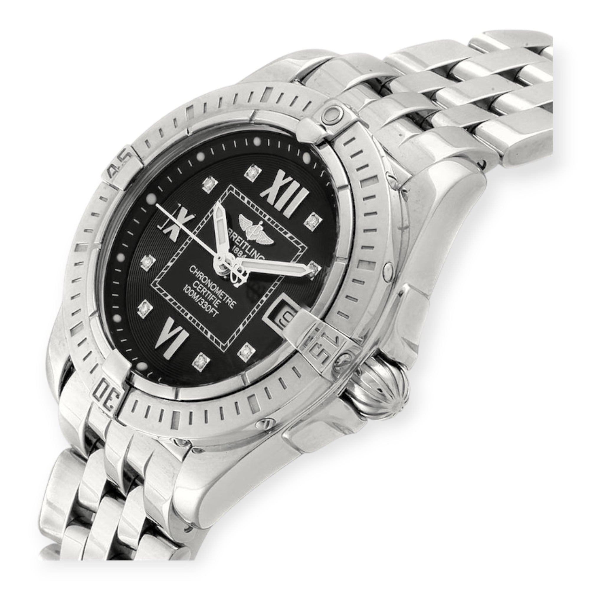 Breitling Windrider Cockpit A71356 Ladies Black Diamond Ladies Watch-Breitling-JD Watches NY