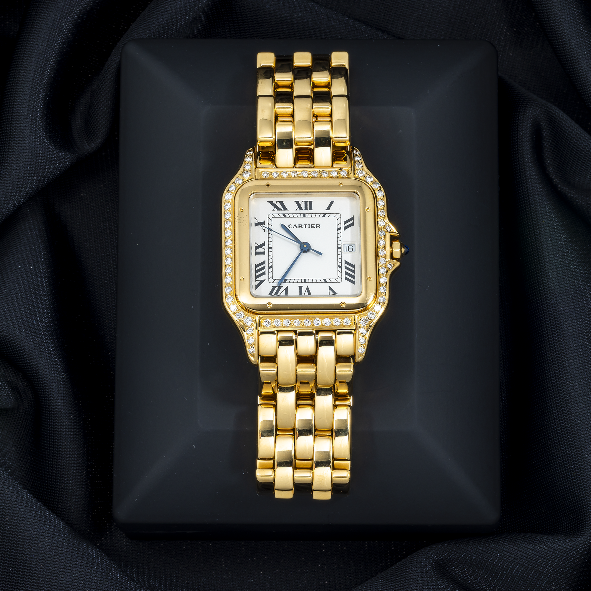 Cartier 18K Yellow Gold Panthere De Cartier 883969 Large Diamond Watch-Cartier-JD Watches NY